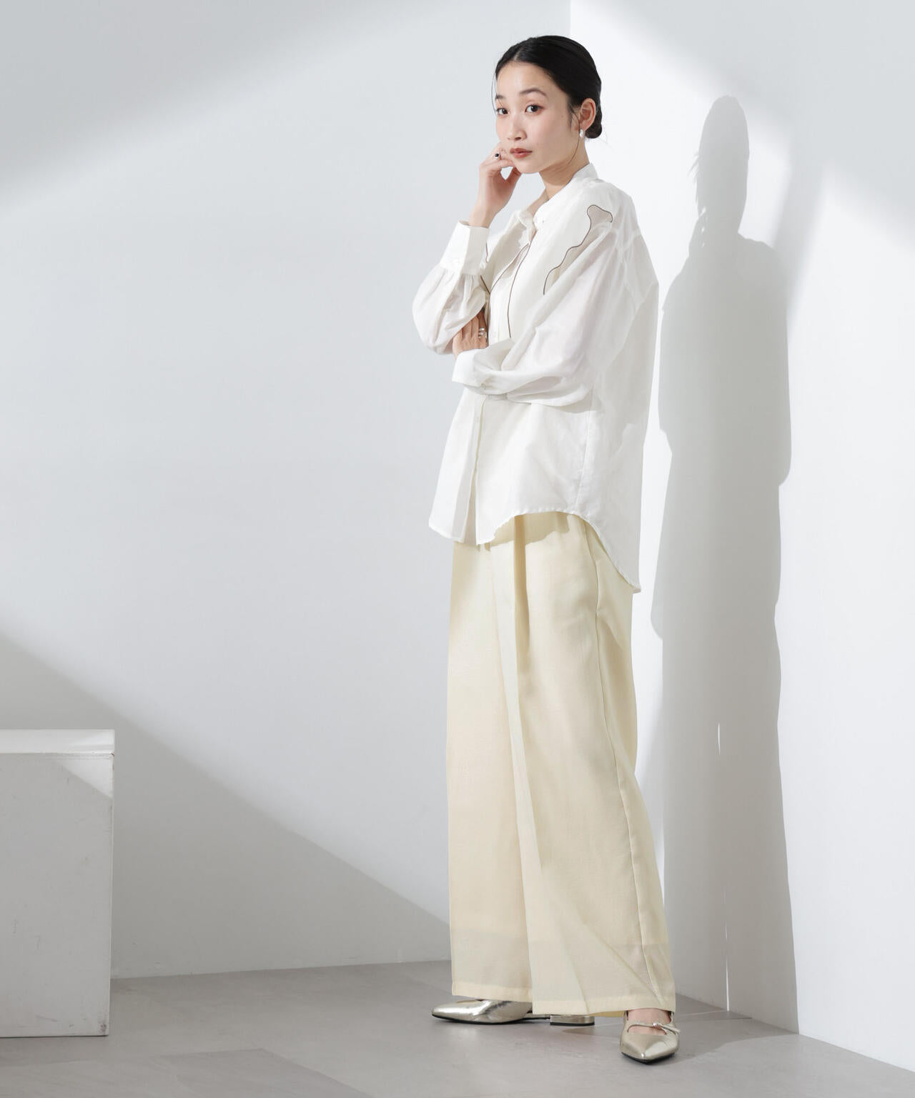 シアーヘムタックワイドパンツ 6735127312