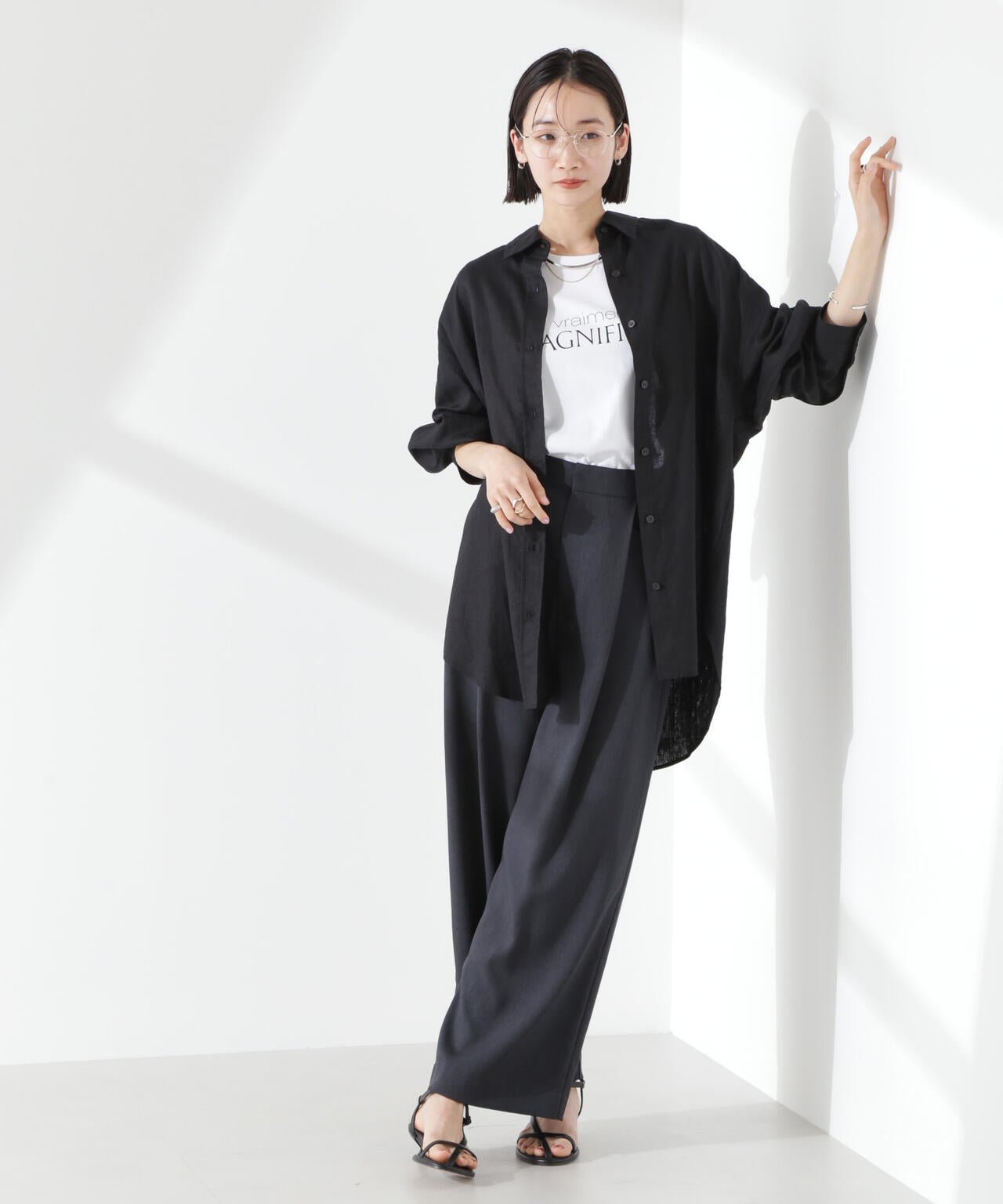 クリスピー ツイル タックワイドパンツ ( セットアップ可 )