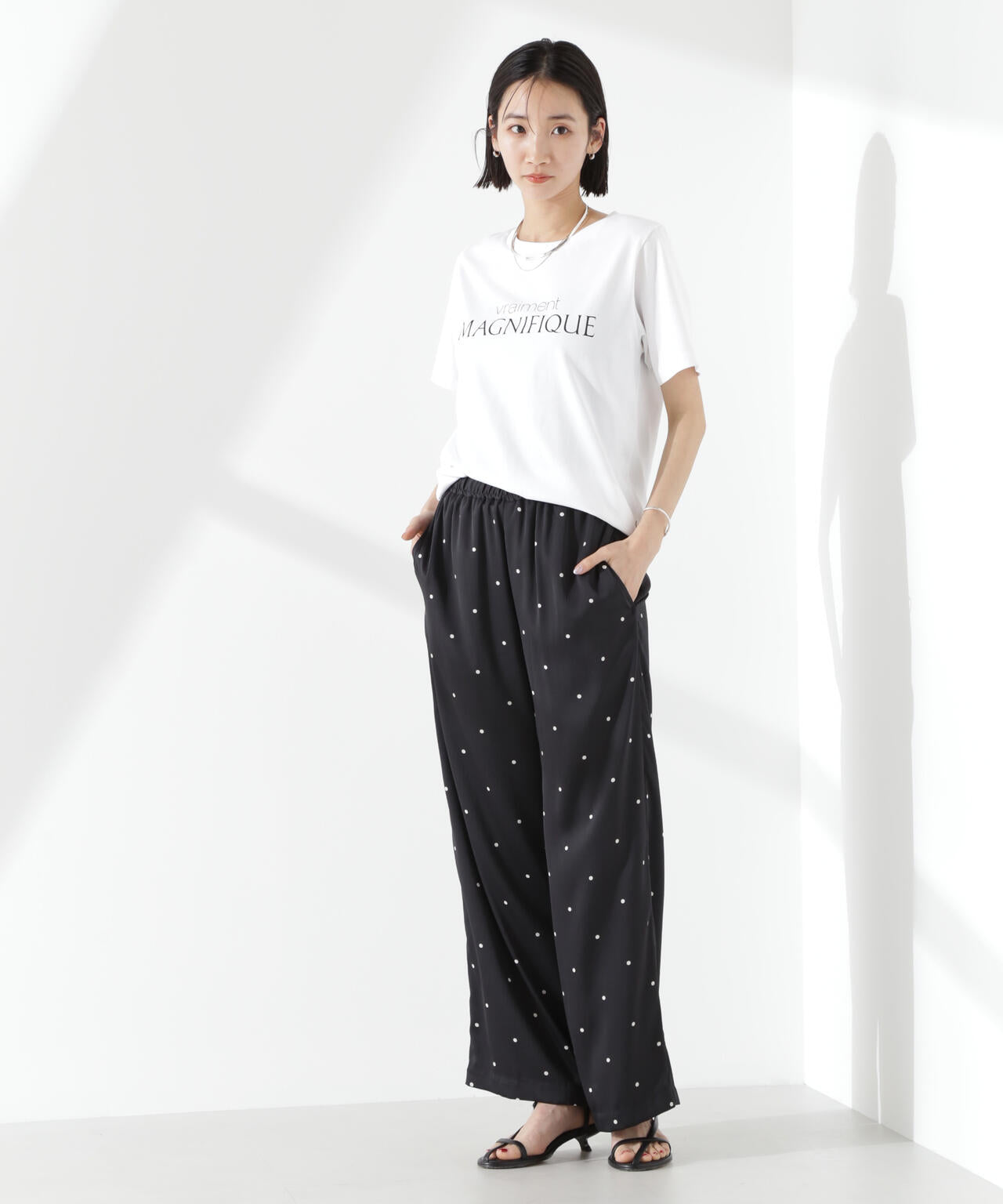 トワル・ド・ジュイ柄セットアップ 【値下げ可能】 ドット リラクシー ワイドパンツ ( セットアップ 可)