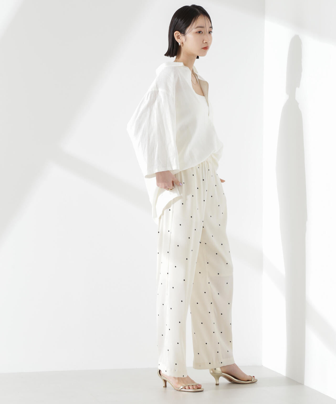 トワル・ド・ジュイ柄セットアップ 【値下げ可能】 ドット リラクシー ワイドパンツ ( セットアップ 可)