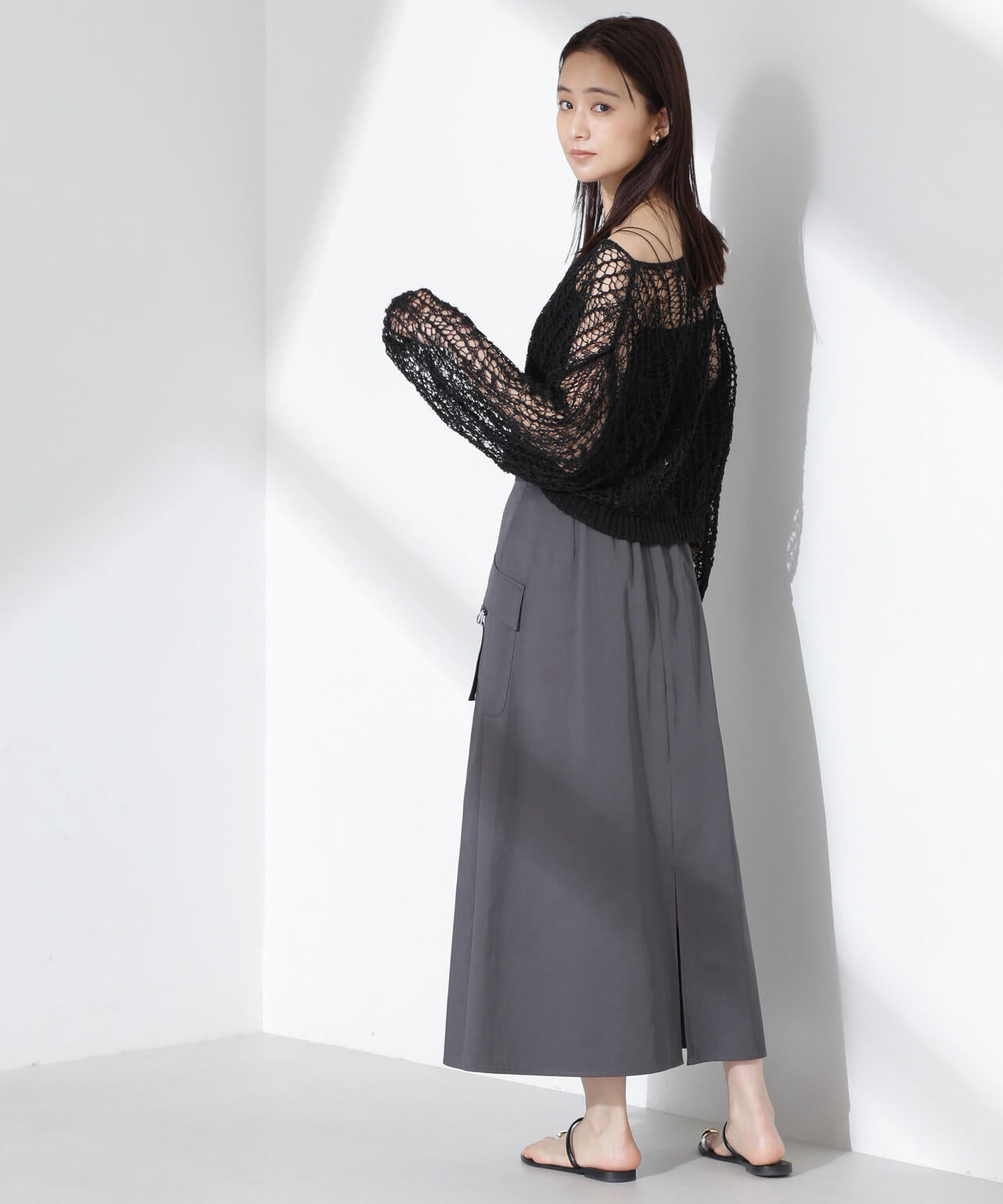 フラップポケットフレアスカート 6735130310