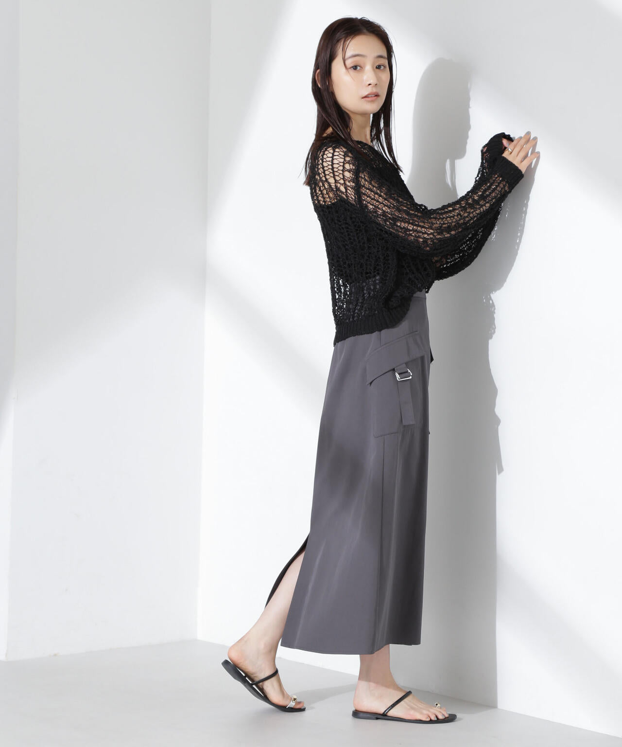 フラップポケットフレアスカート 6735130310