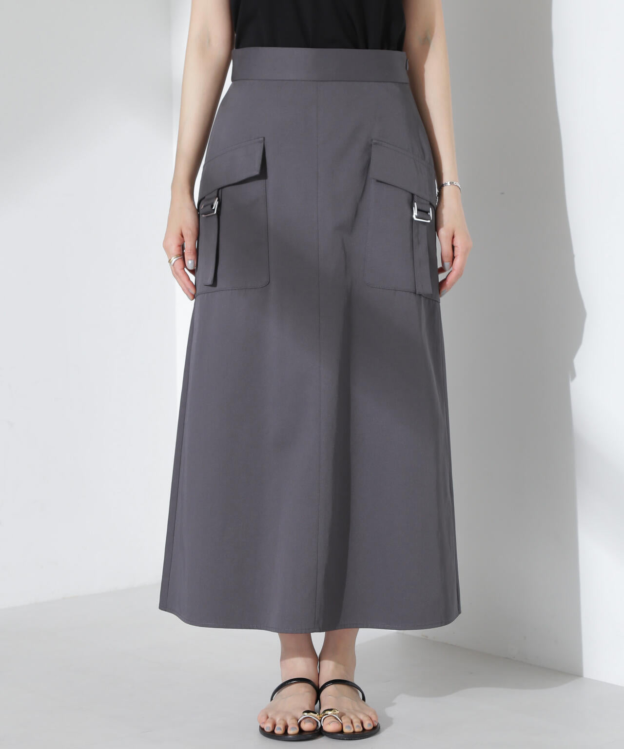 フラップポケットフレアスカート 6735130310