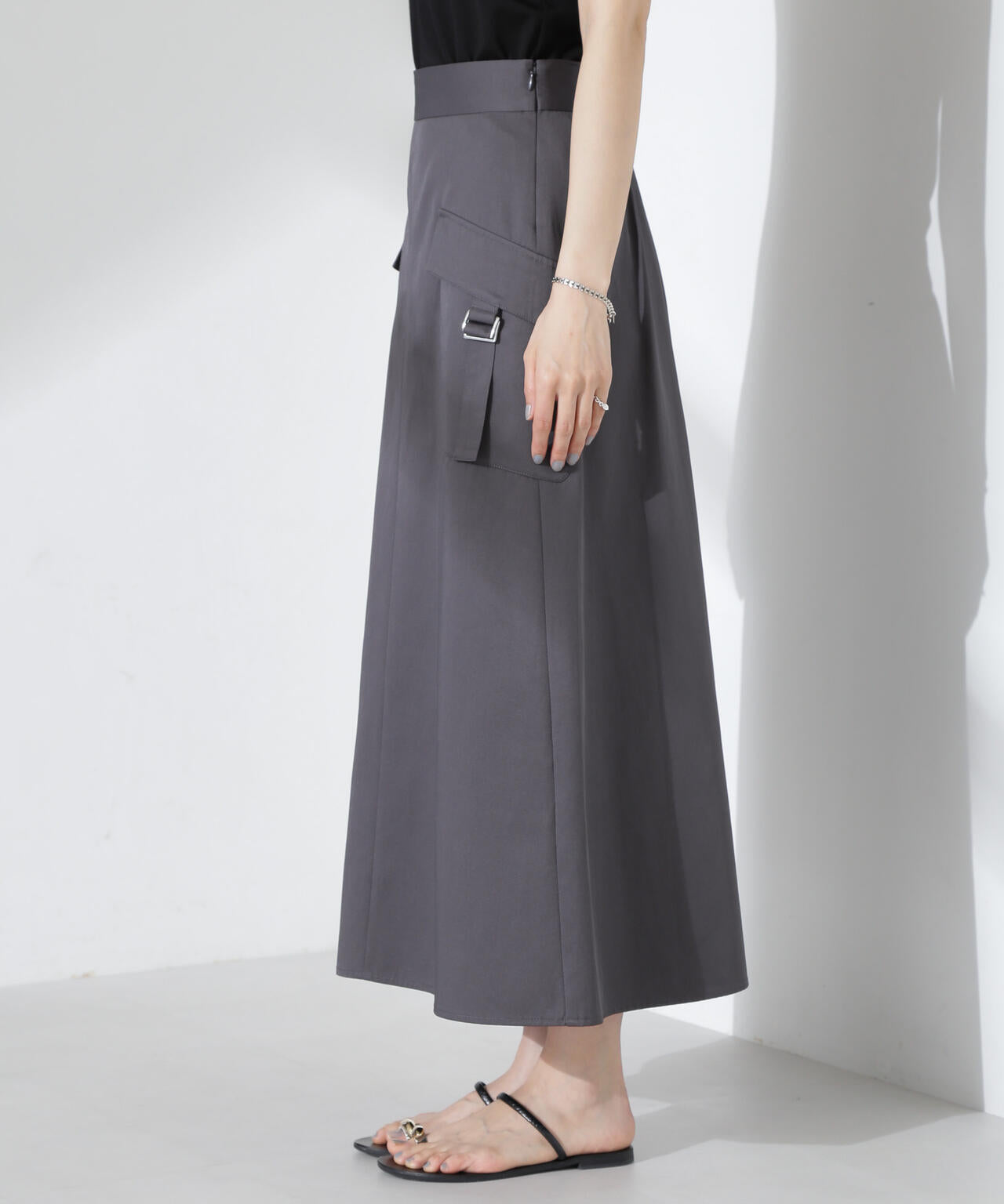 フラップポケットフレアスカート 6735130310