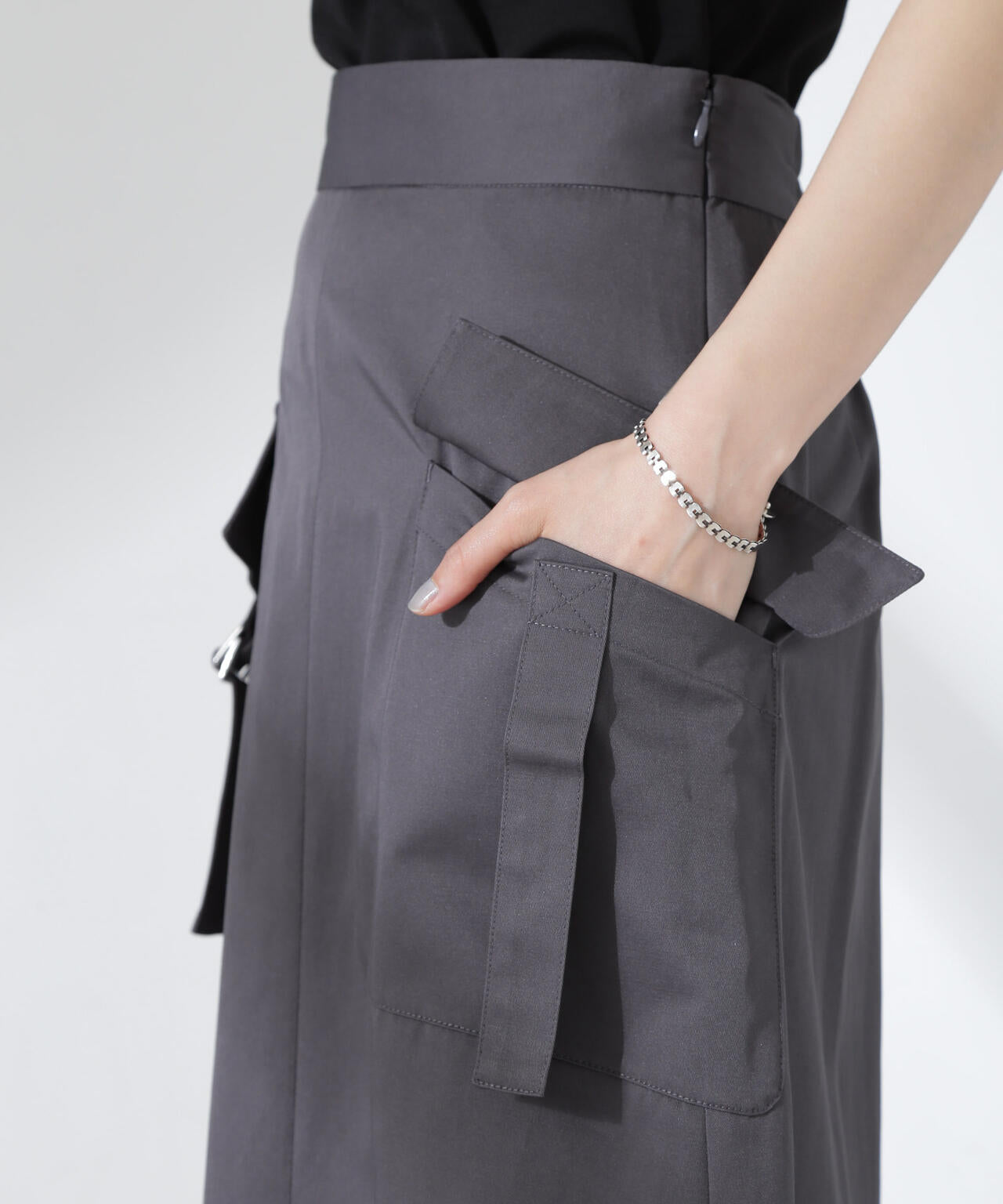 フラップポケットフレアスカート 6735130310