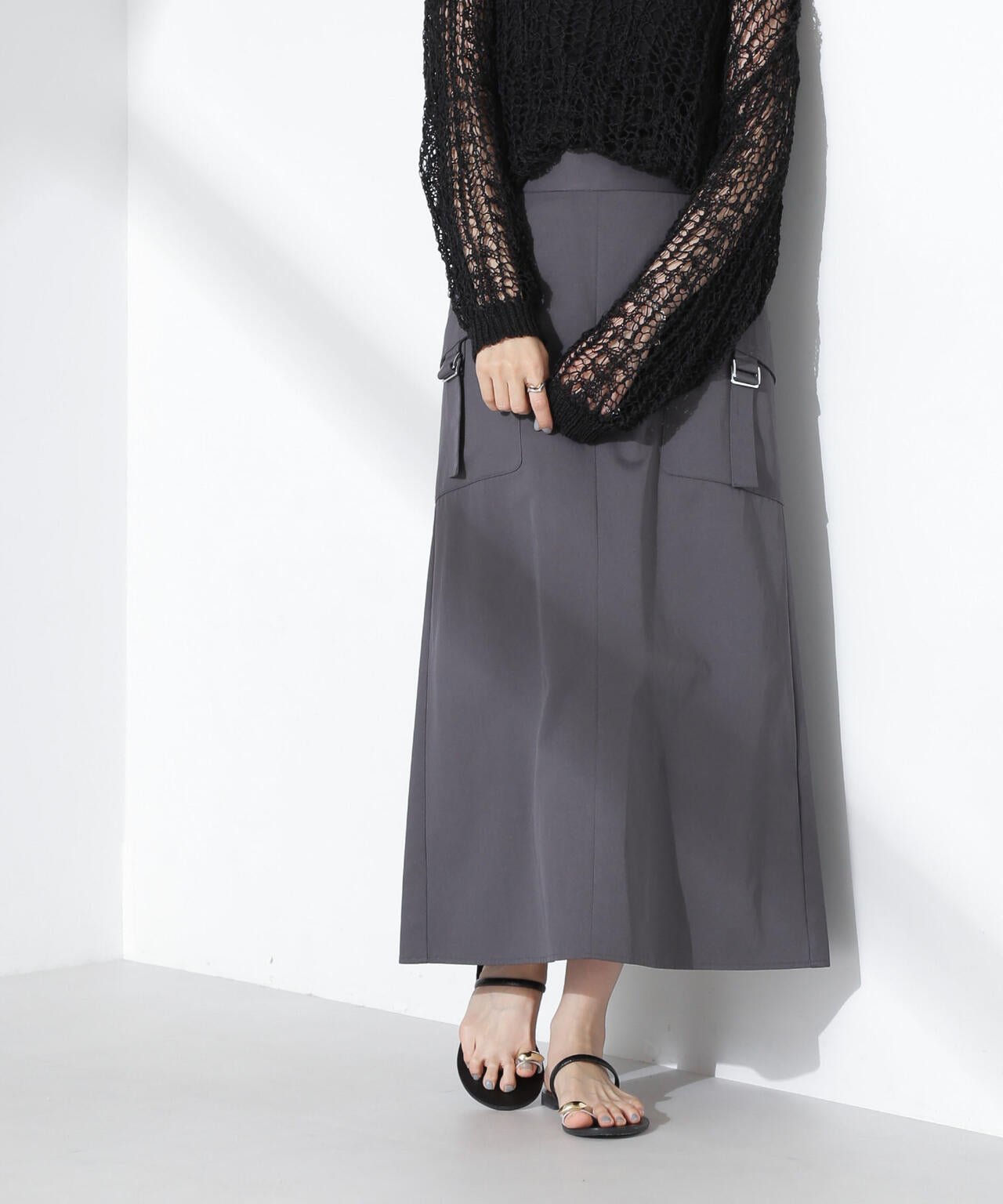 フラップポケットフレアスカート 6735130310