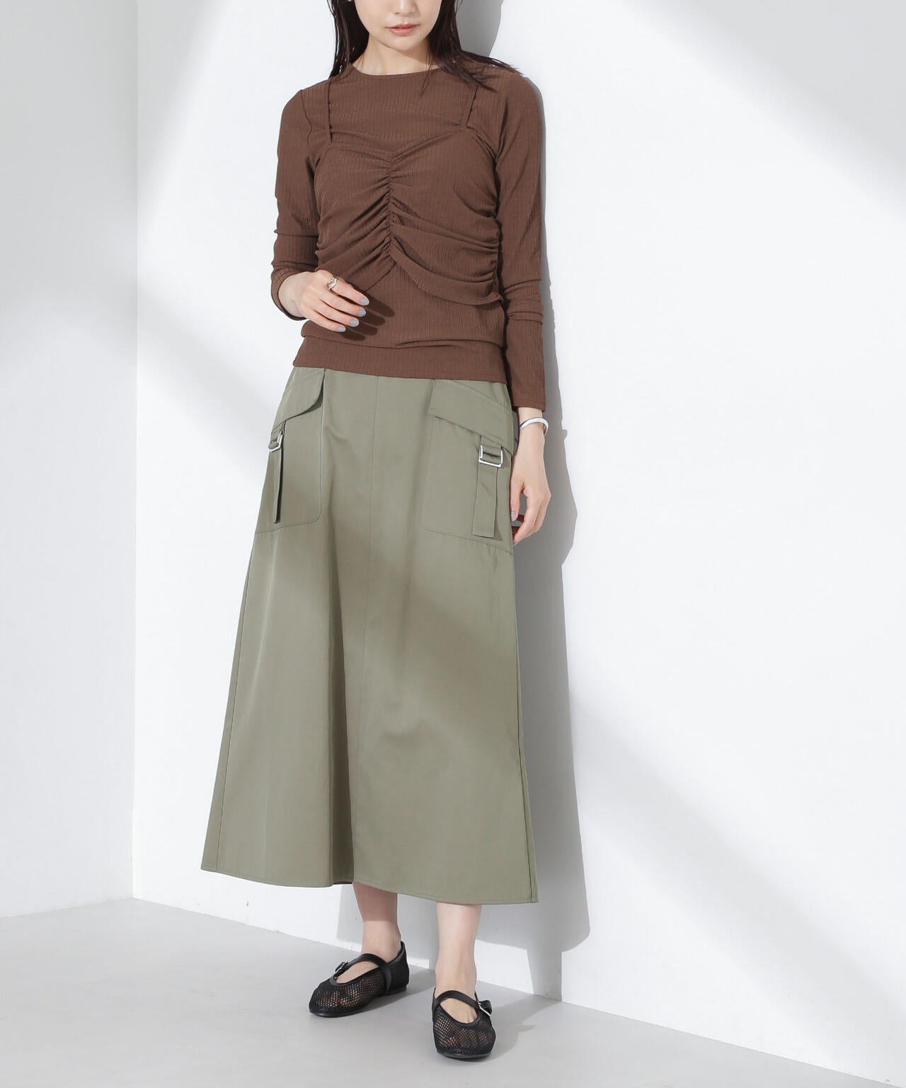 フラップポケットフレアスカート 6735130310