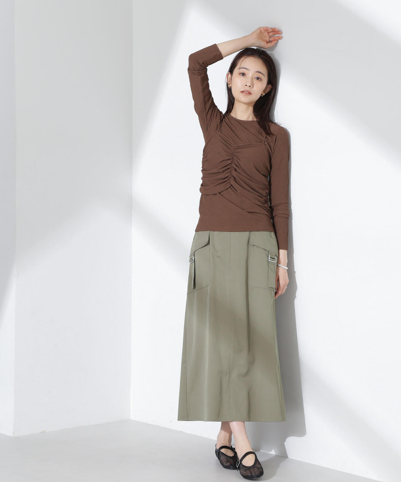 フラップポケットフレアスカート 6735130310