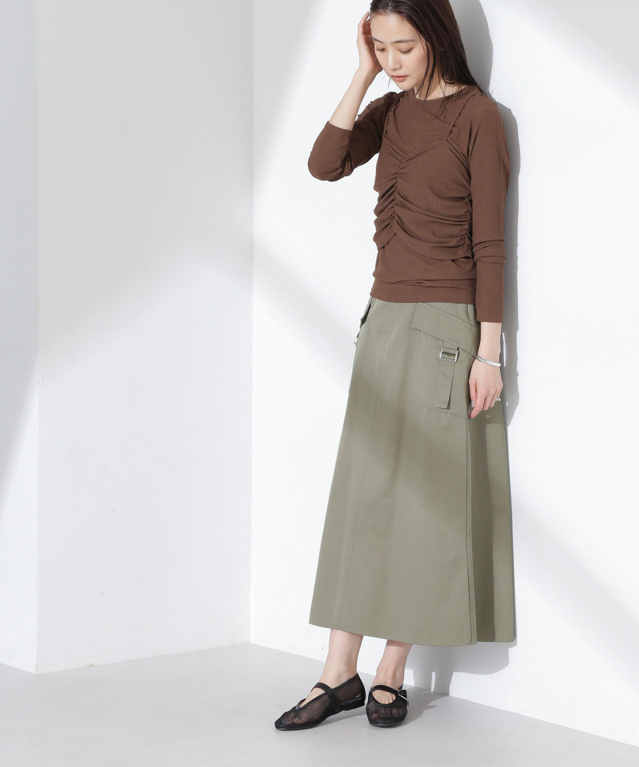 フラップポケットフレアスカート 6735130310