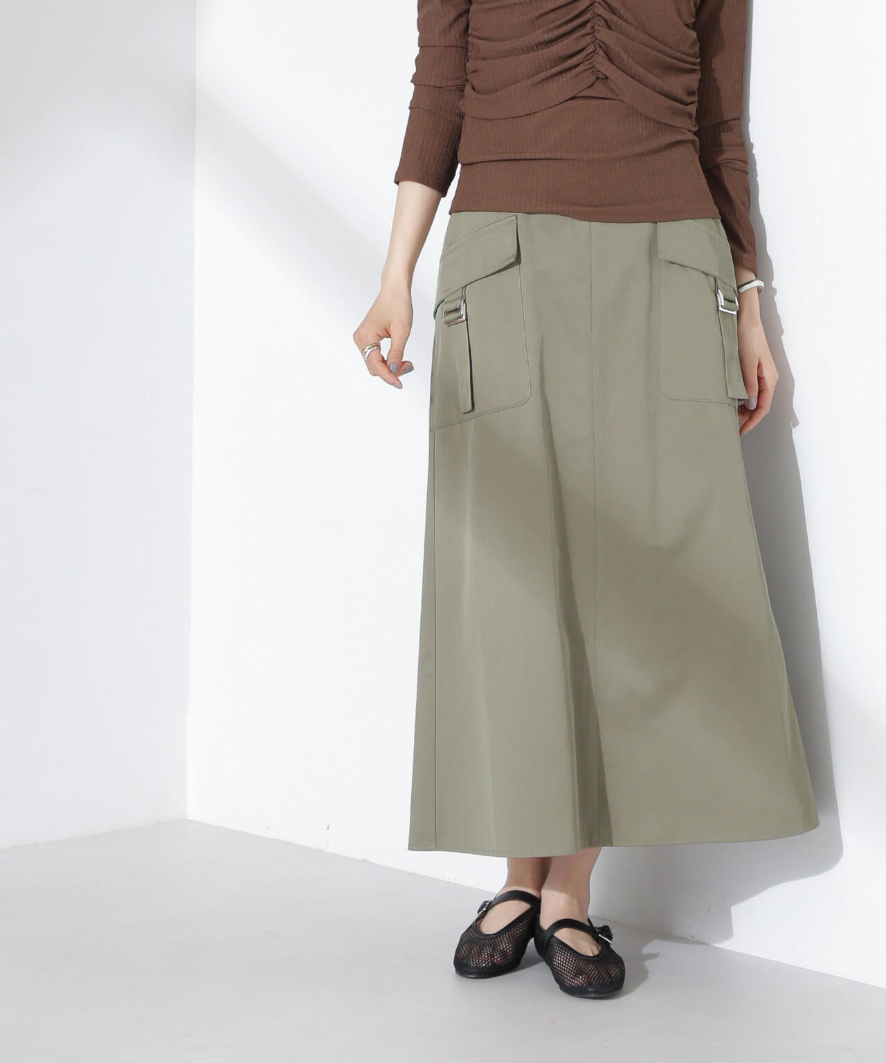 フラップポケットフレアスカート 6735130310