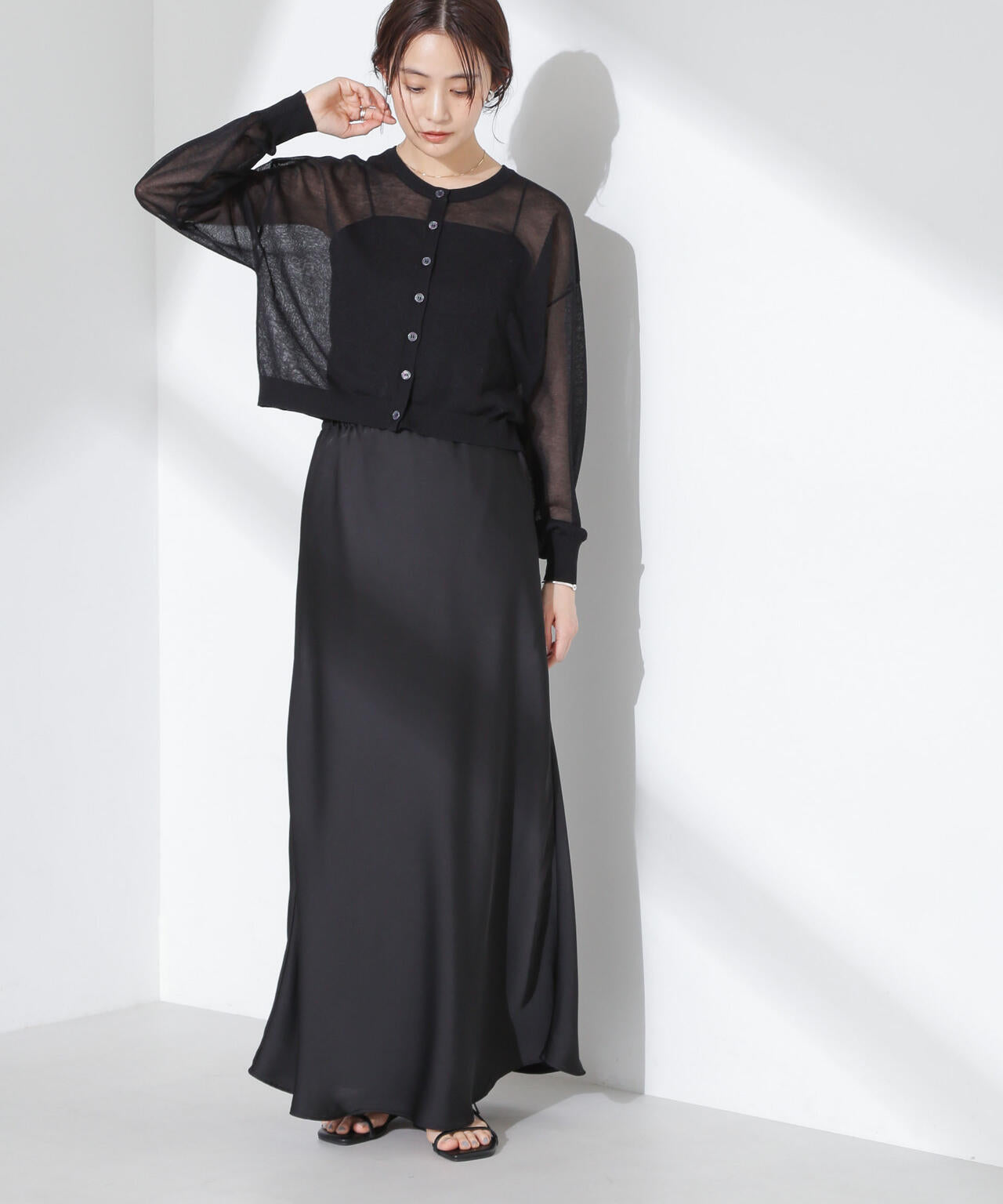 サテンフレアスカート 6735130313