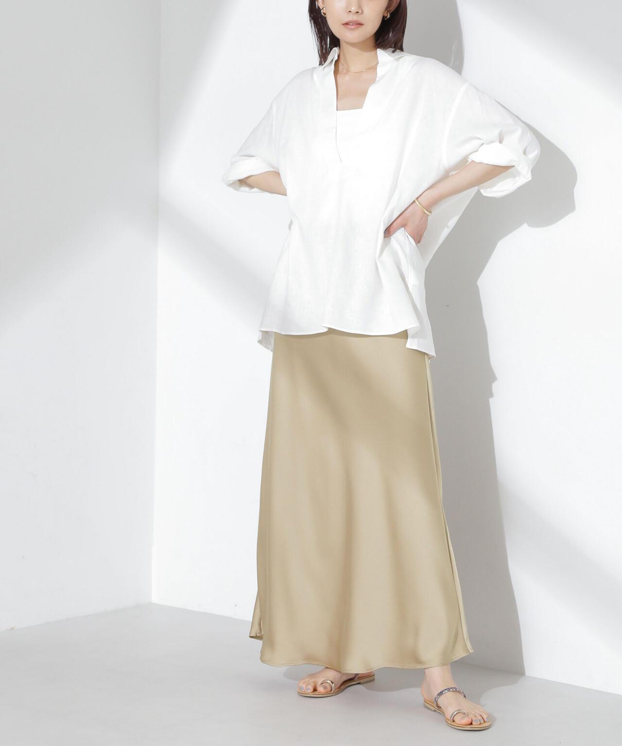 サテンフレアスカート 6735130313