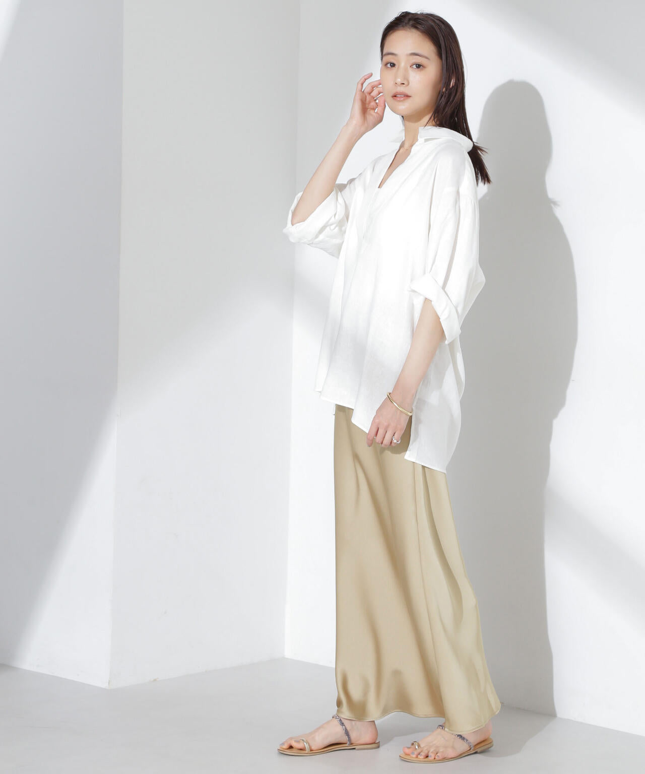 サテンフレアスカート 6735130313