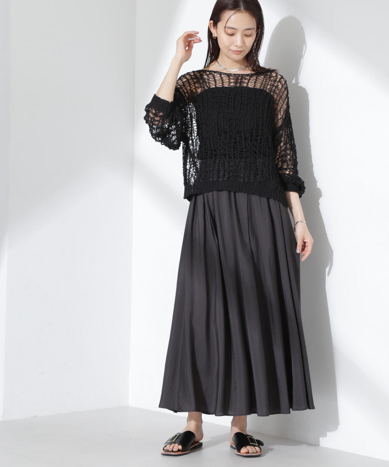 snidel シアーチェックボリュームスカート