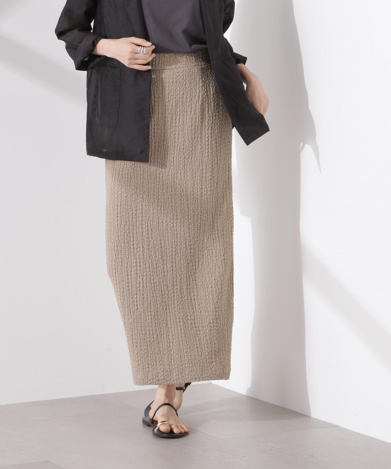 シャーリングジャガードカットナロースカート(セットアップ可) 6735130316