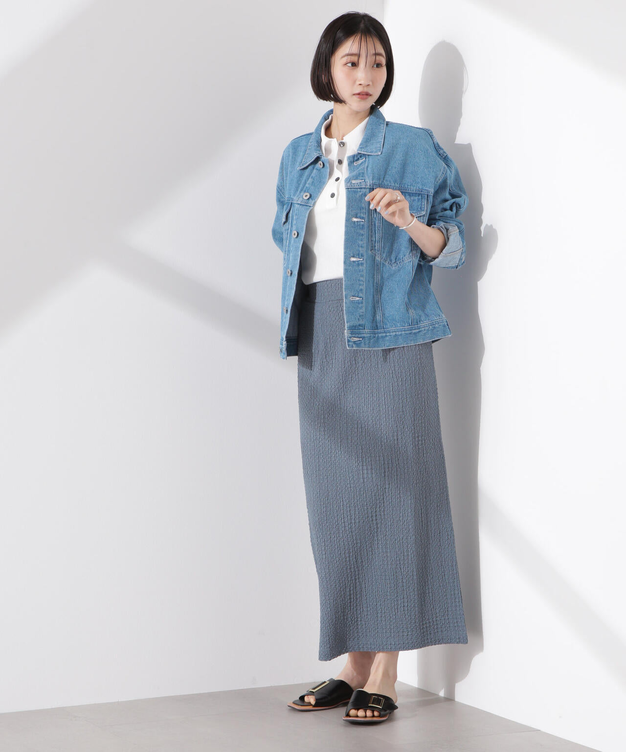 シャーリングジャガードカットナロースカート(セットアップ可) 6735130316