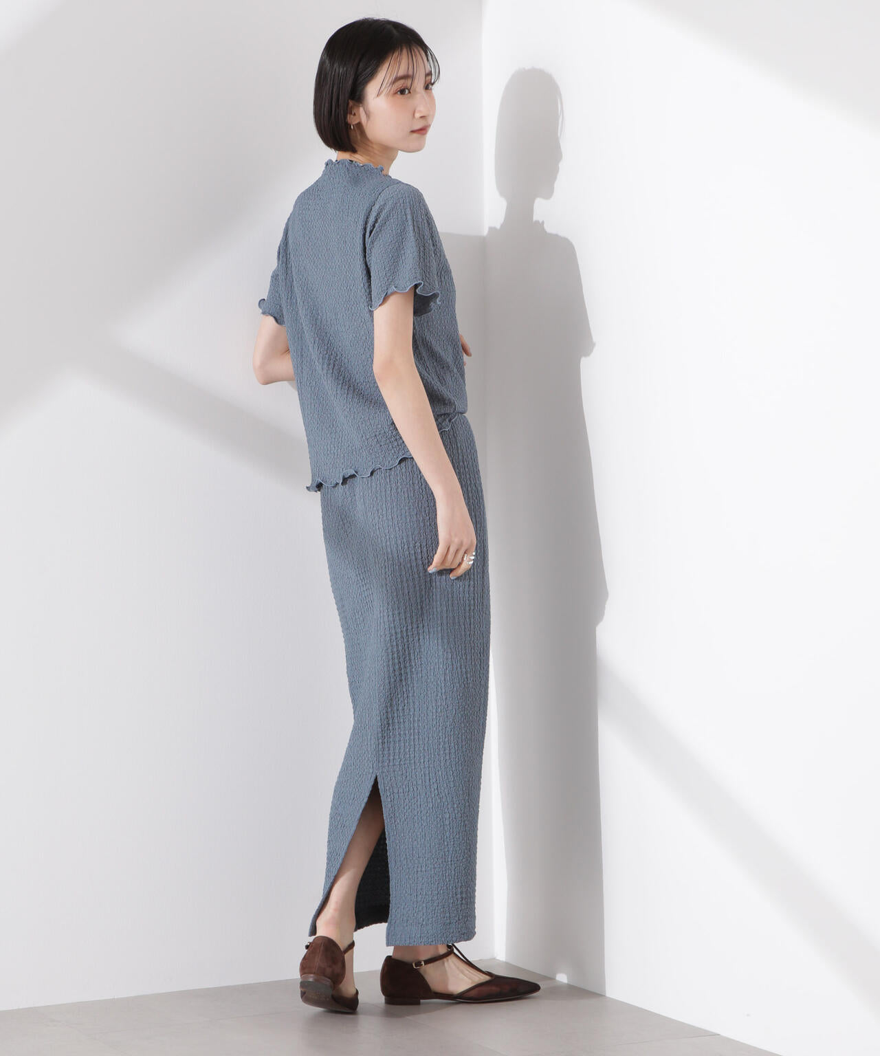 シャーリングジャガードカットナロースカート(セットアップ可) 6735130316