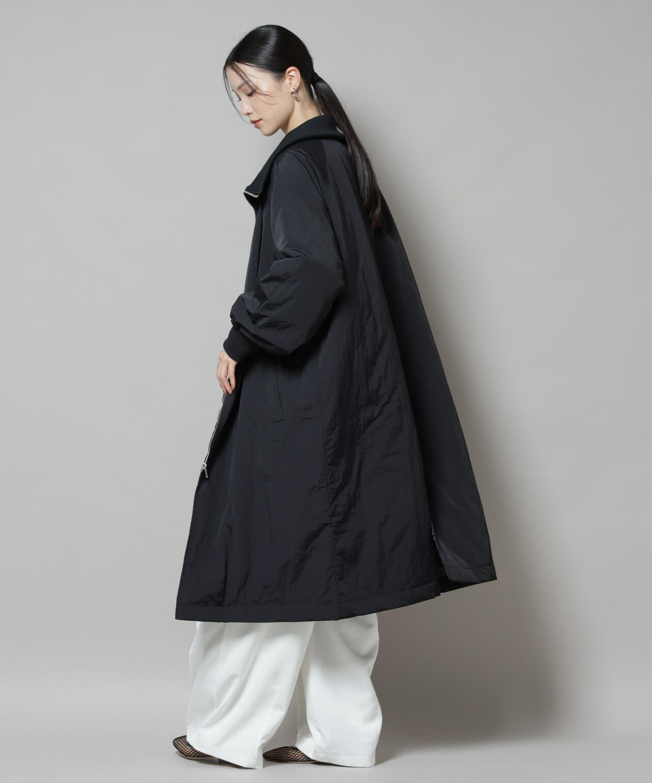撥水加工・機能中綿 ジップアップリブロングコート 6735211300