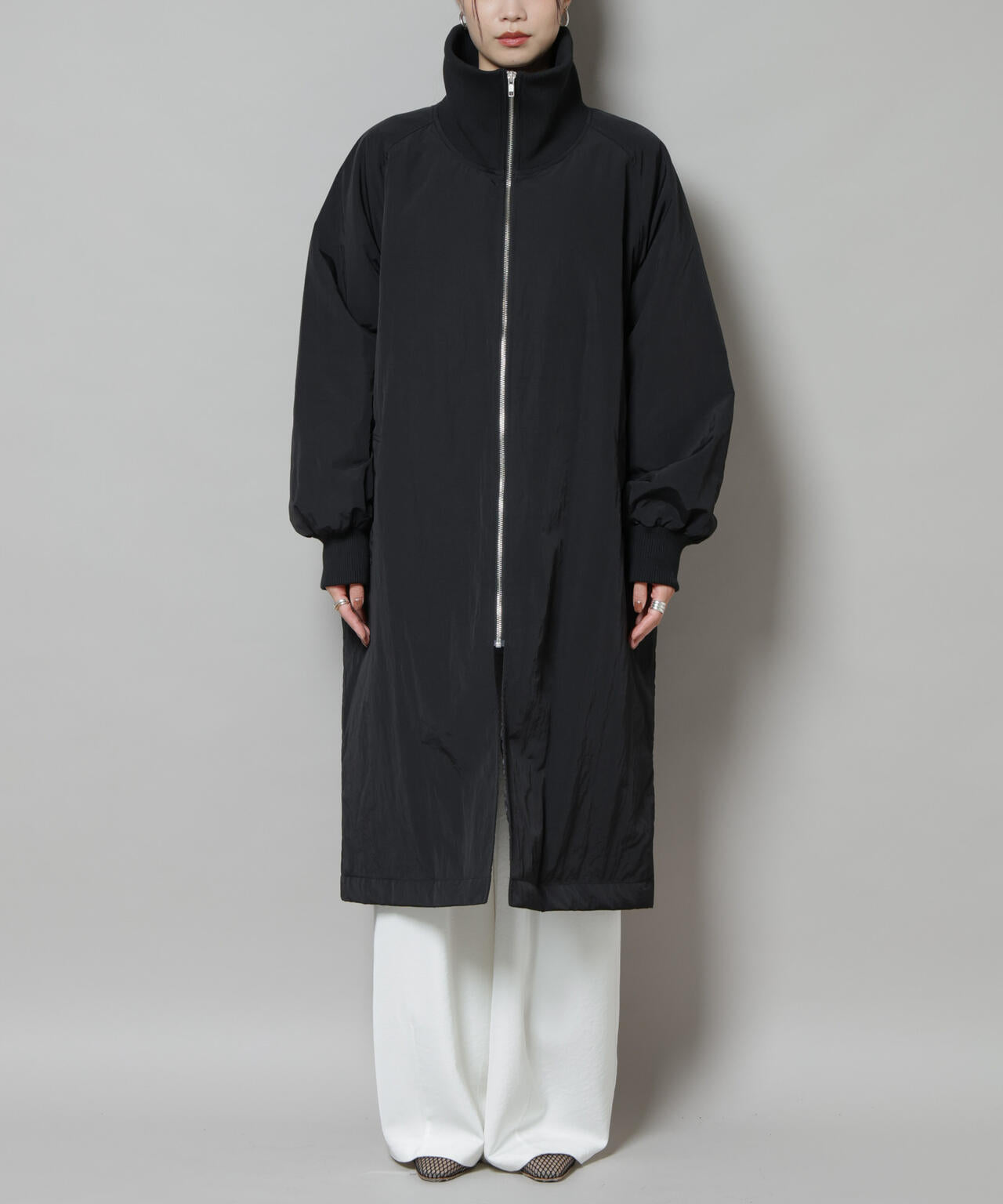 撥水加工・機能中綿 ジップアップリブロングコート 6735211300