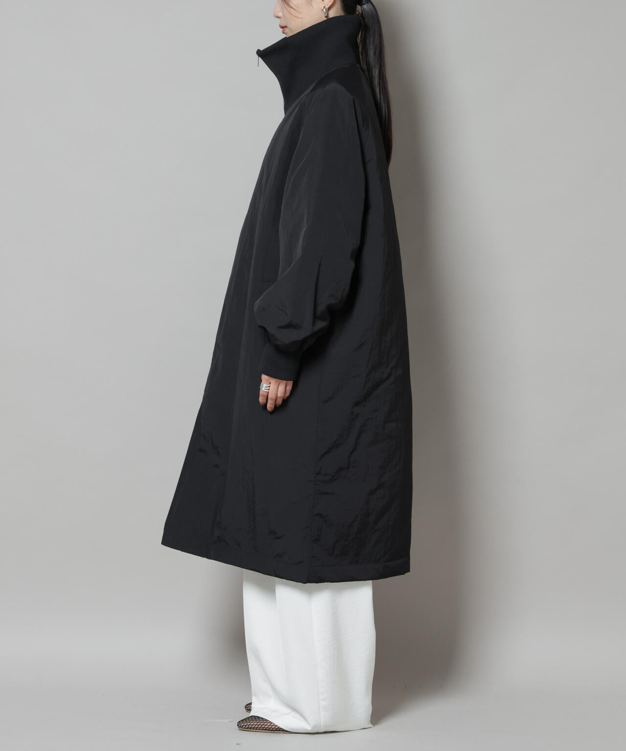 撥水加工・機能中綿 ジップアップリブロングコート 6735211300