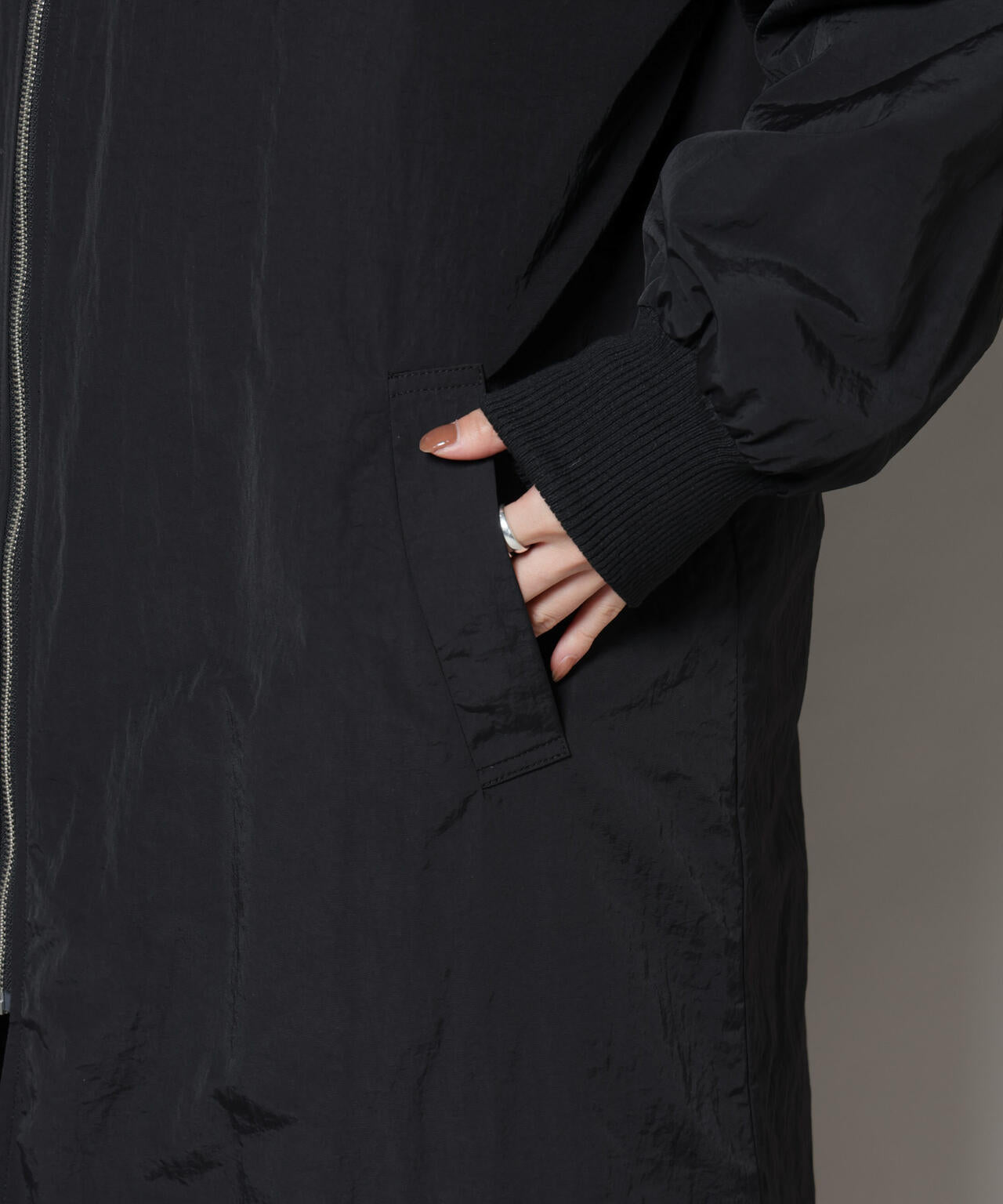 撥水加工・機能中綿 ジップアップリブロングコート 6735211300