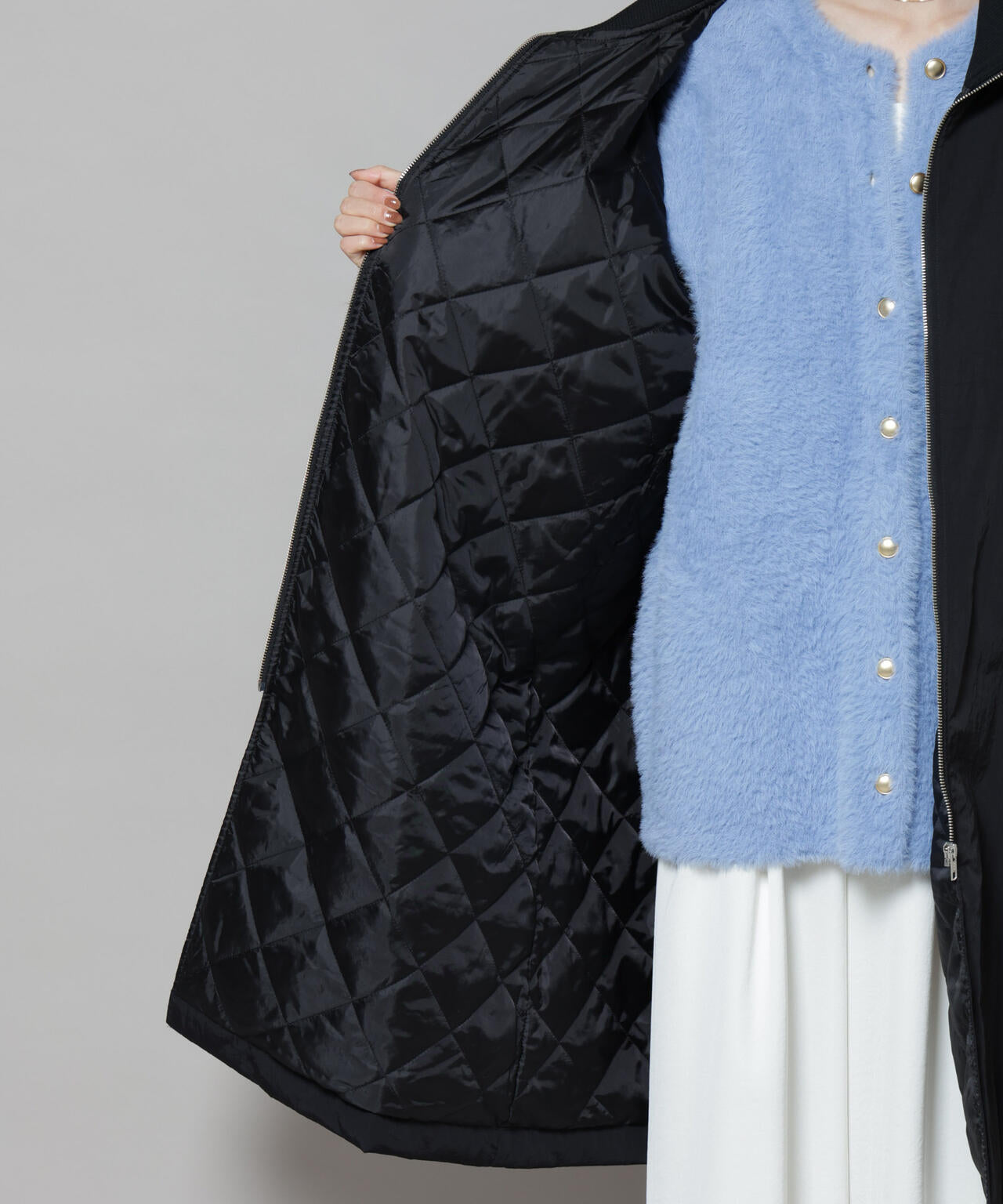 撥水加工・機能中綿 ジップアップリブロングコート 6735211300