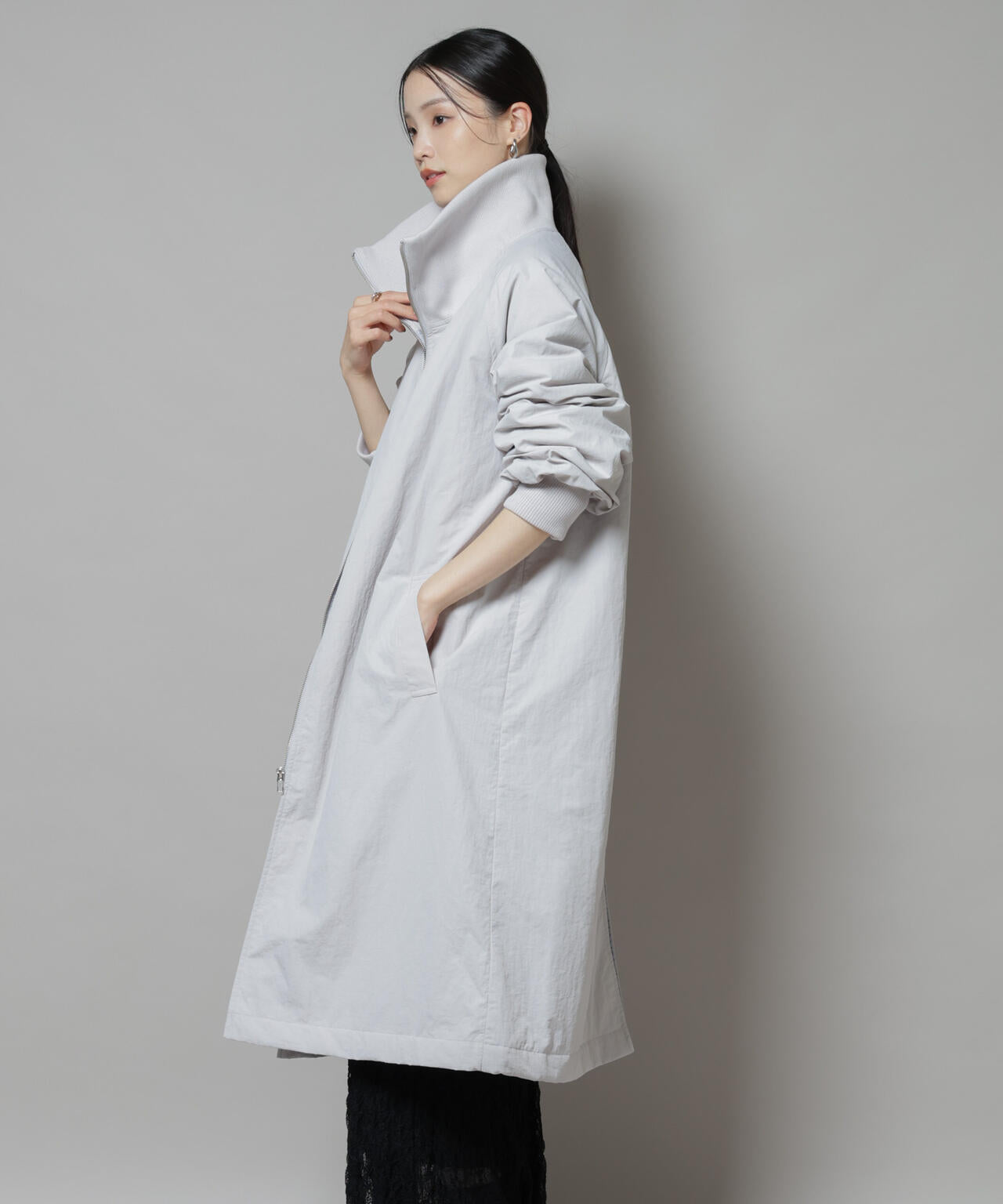 撥水加工・機能中綿 ジップアップリブロングコート 6735211300