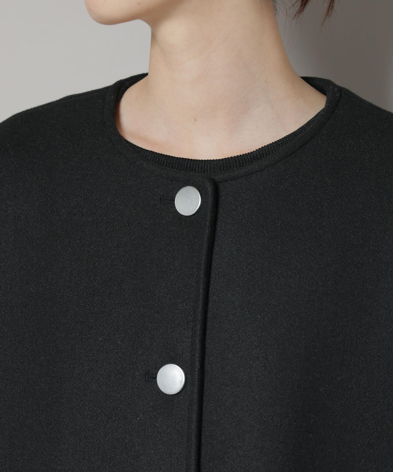 ノーカラーコクーンミドルコート 6735211301