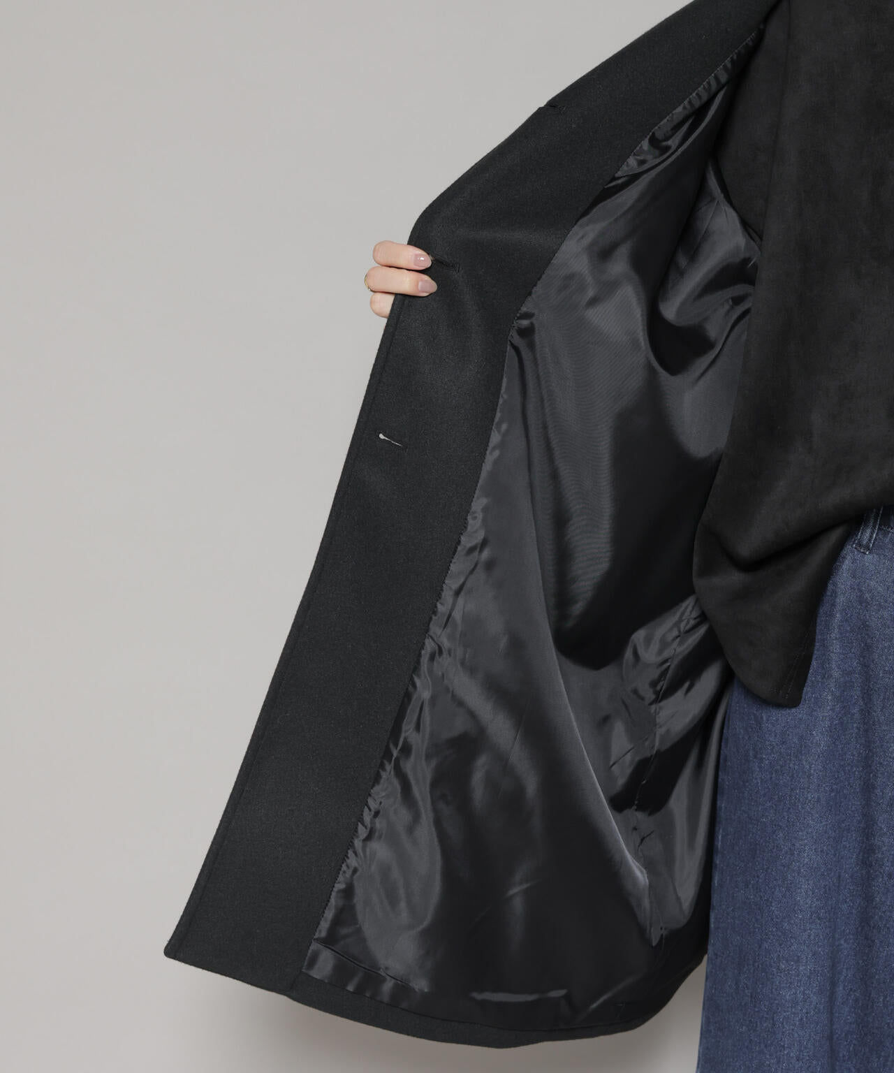 ノーカラーコクーンミドルコート 6735211301