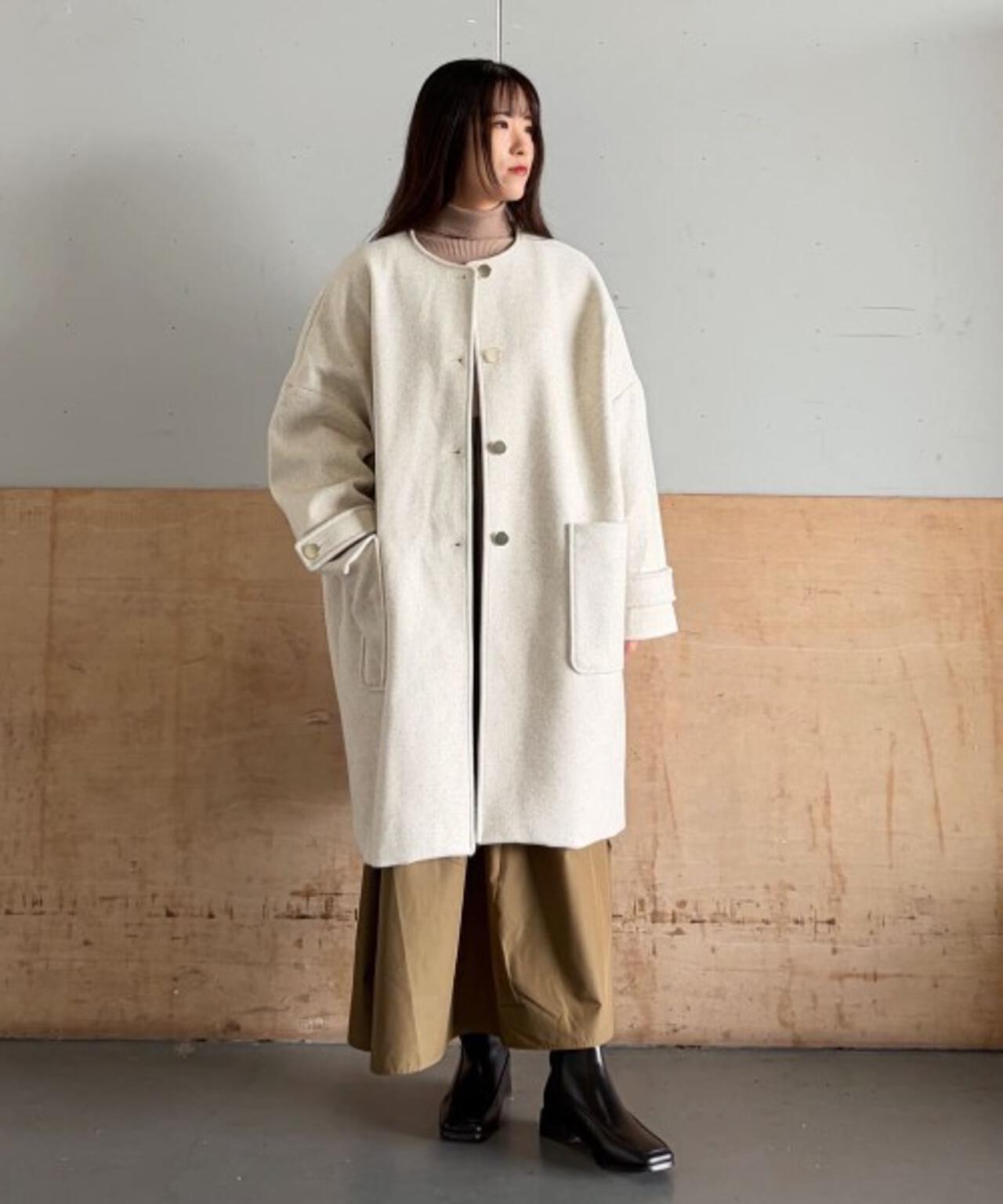 ノーカラーコクーンミドルコート 6735211301