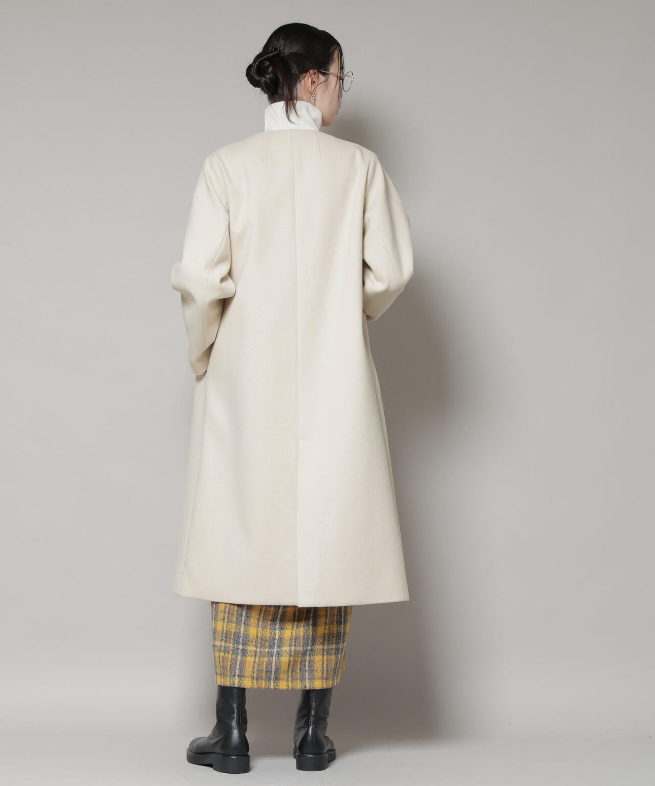 Vネック ノーカラー コート