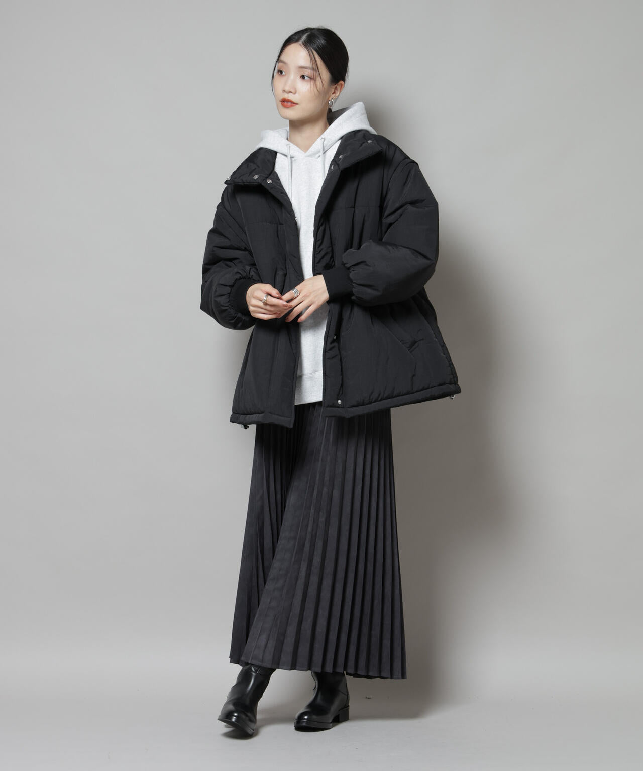 中綿ベスト付きのかろやかミドル丈アウター　S 中綿ベスト付きのかろやかミドル丈アウター（S・Mサイズ） - 北欧