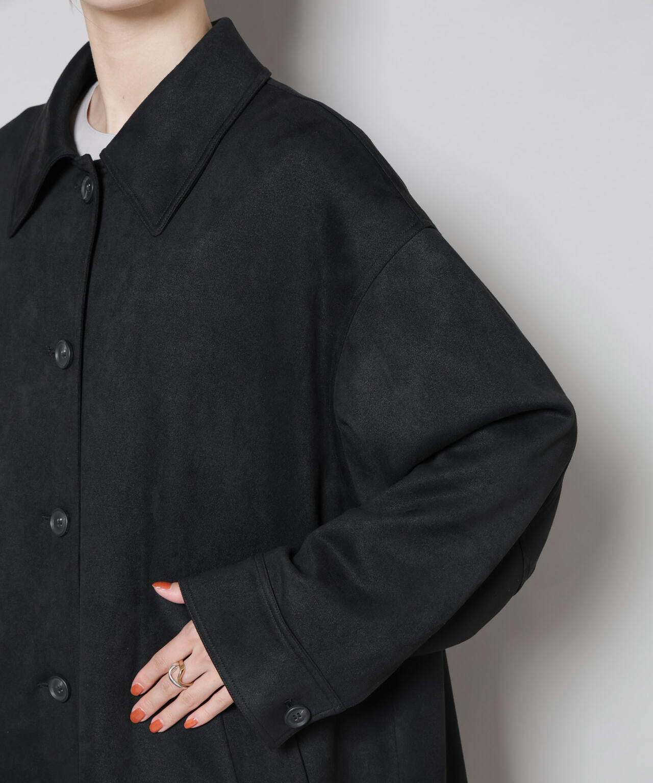 フェイクスエード Aライン ミドルコート