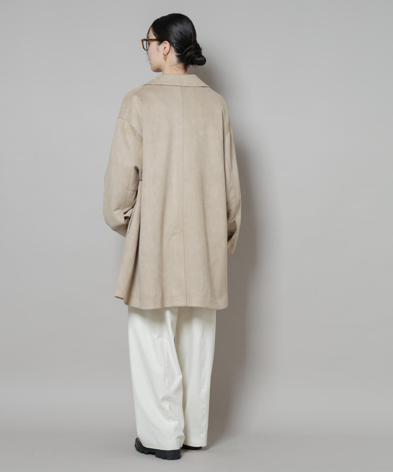 フェイクスエード Aライン ミドルコート