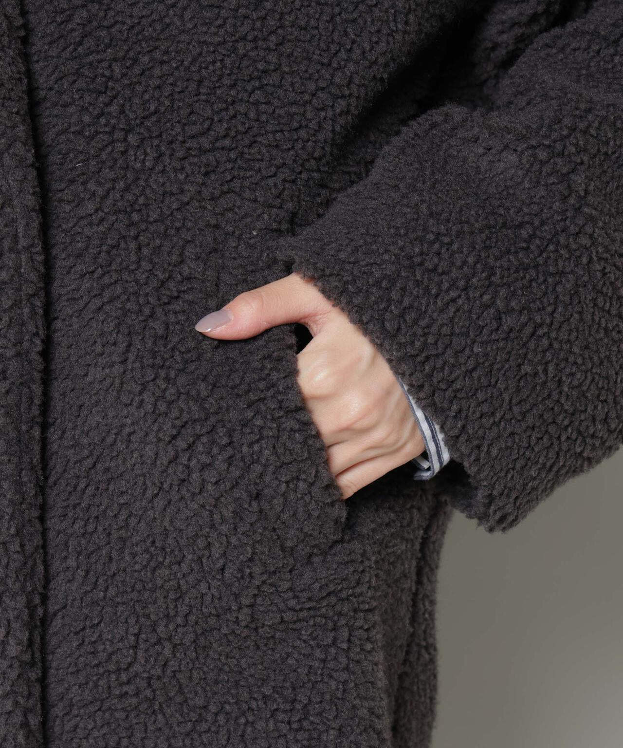 ボア ワイド ダブルボタン コート