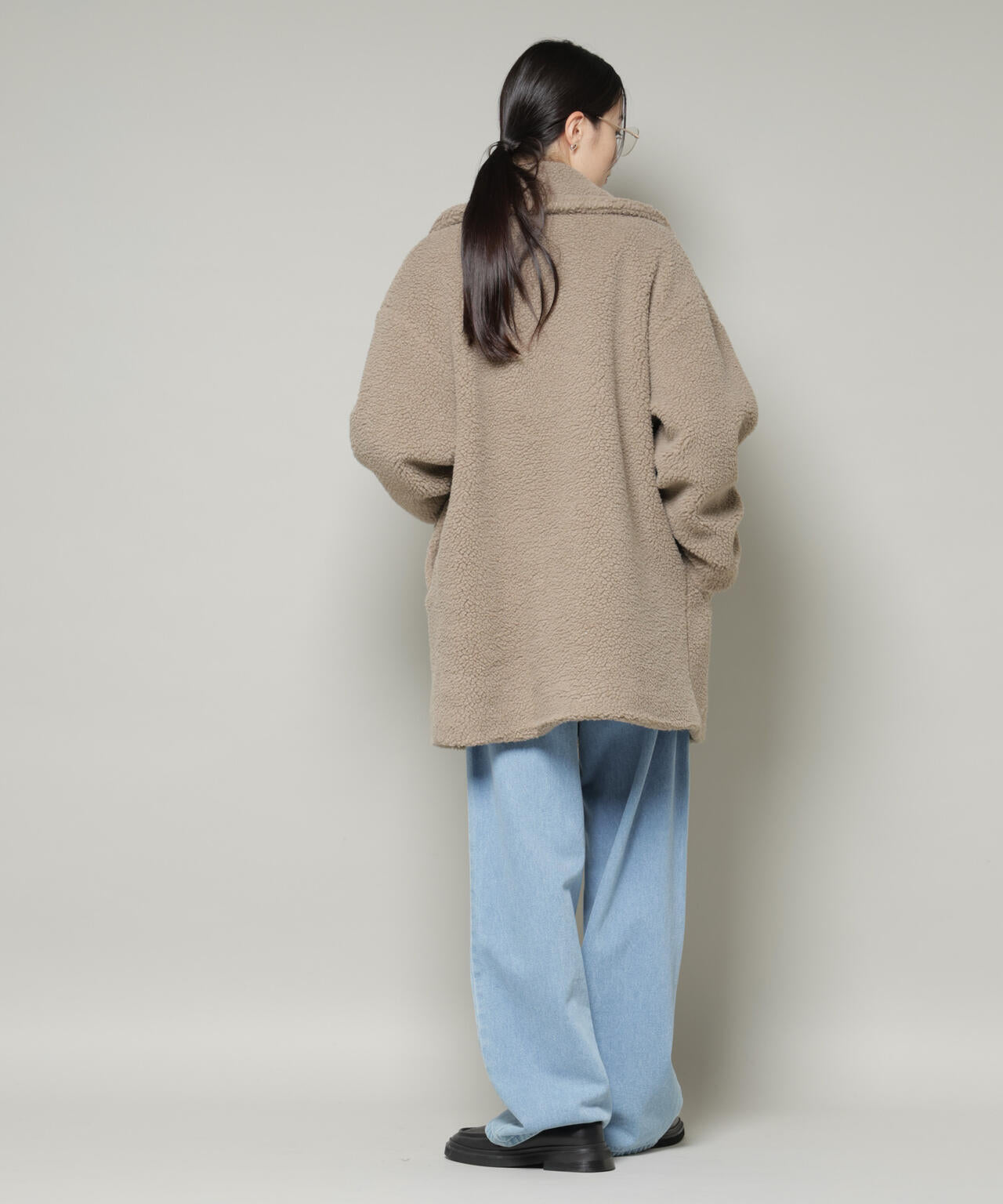 ボア ワイド ダブルボタン コート