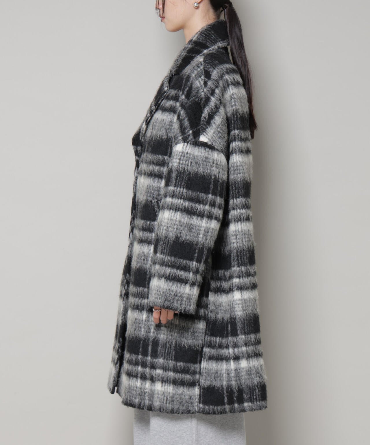 シャギーチェックコート 6735211308