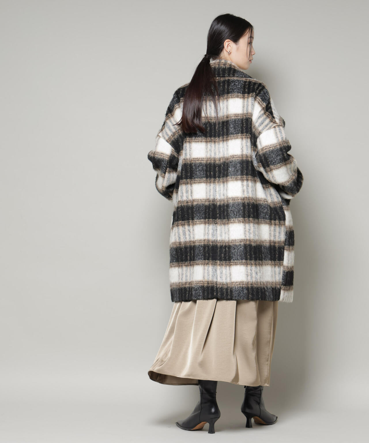 シャギーチェックコート 6735211308