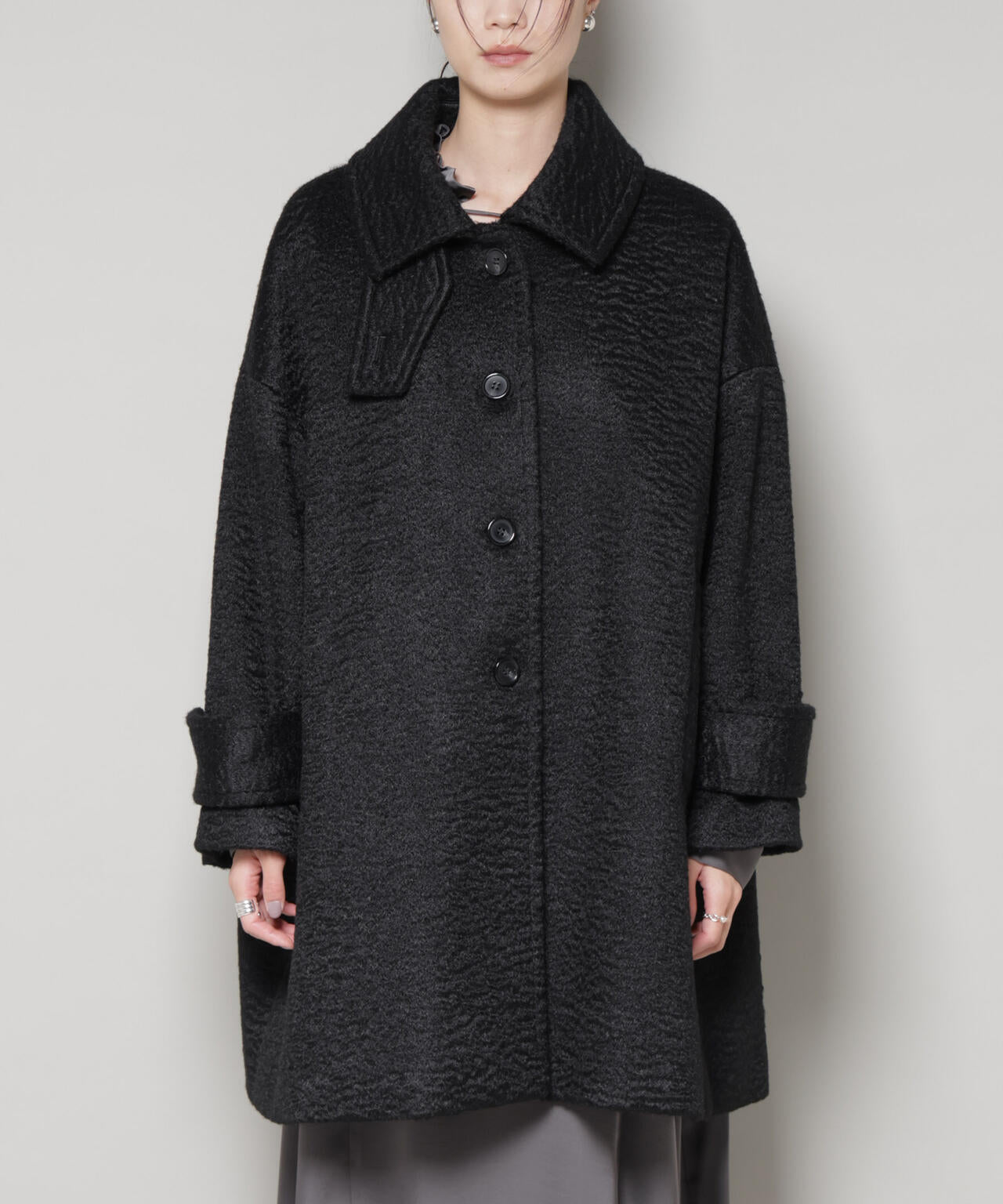ブークレ スタンドカラー ミドルコート