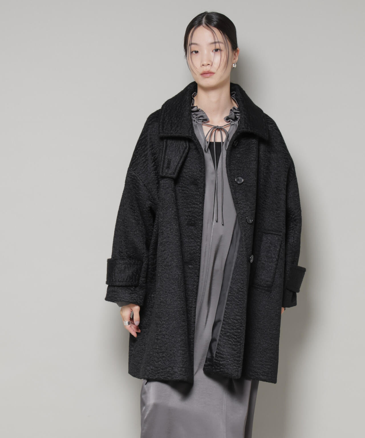 ブークレ スタンドカラー ミドルコート