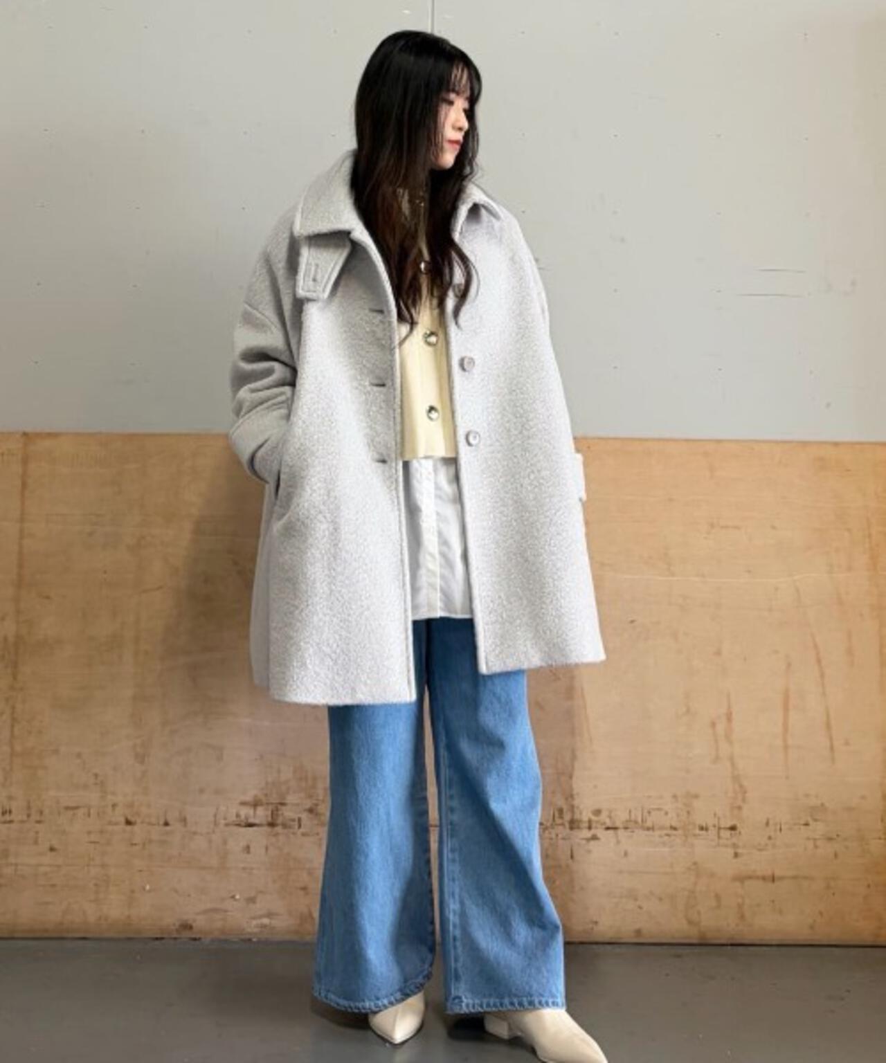 ブークレ スタンドカラー ミドルコート