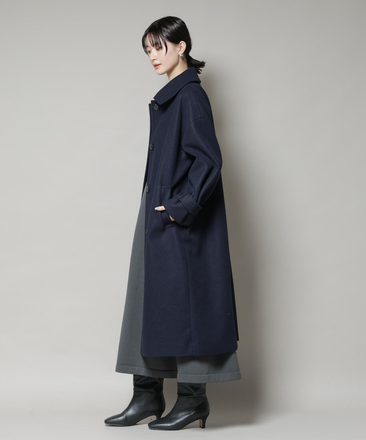 メルトン ジャージー ステンカラーコート