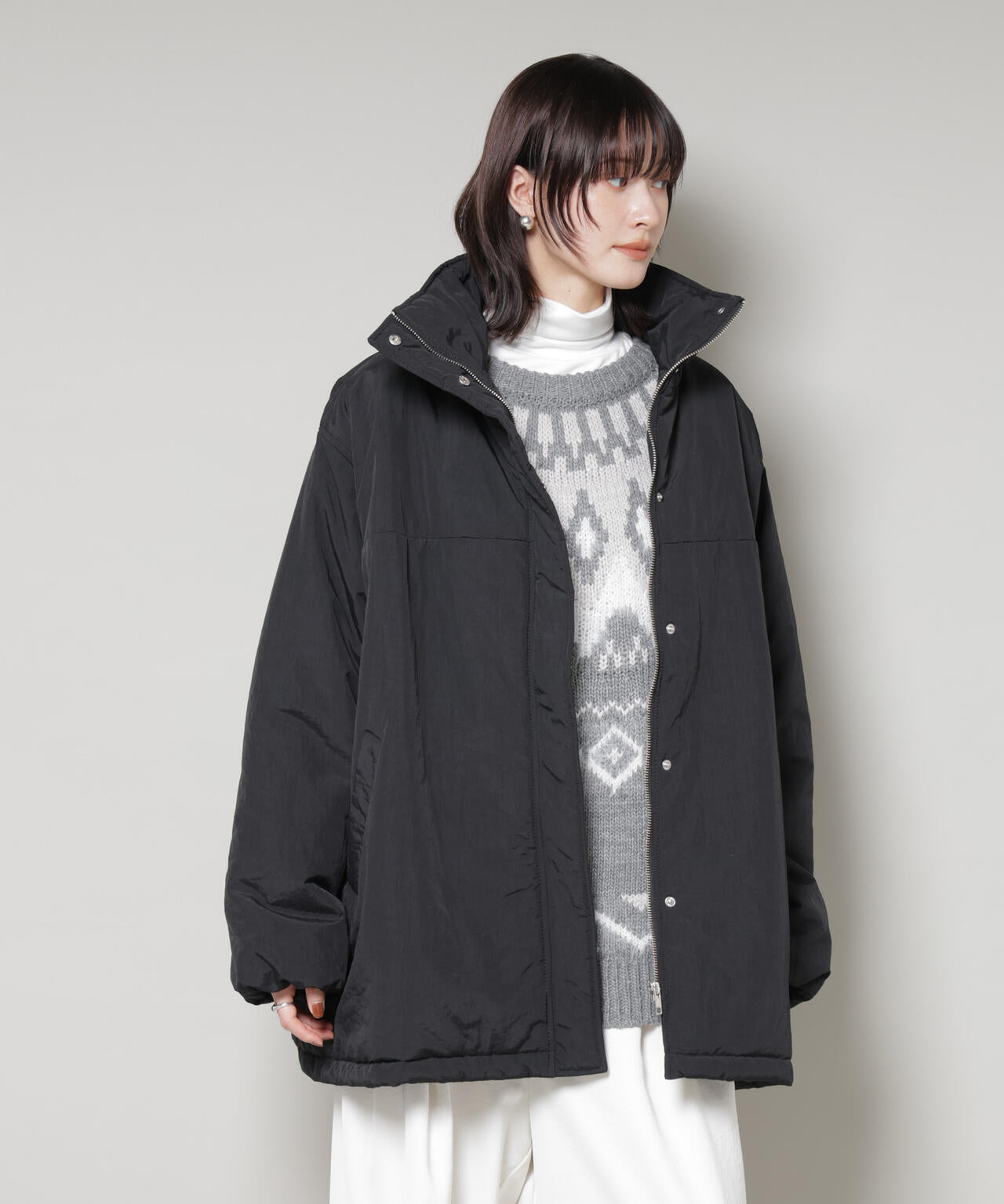 撥水加工 中綿スタンドオーバージップブルゾン 6735212300