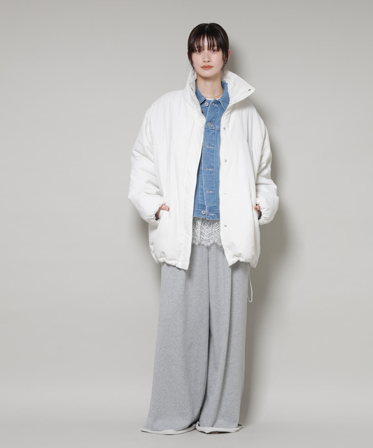 撥水加工 中綿 スタンド オーバージップ ブルゾン