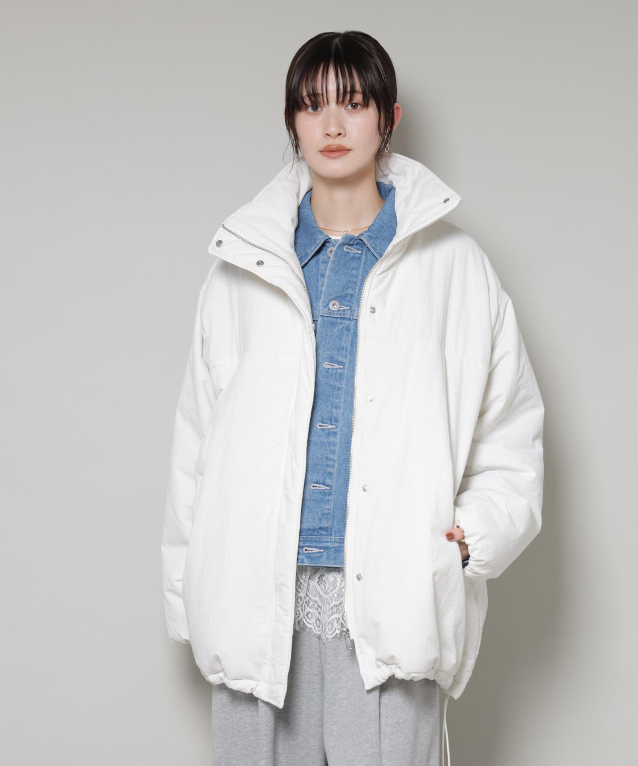 撥水加工 中綿スタンドオーバージップブルゾン 6735212300