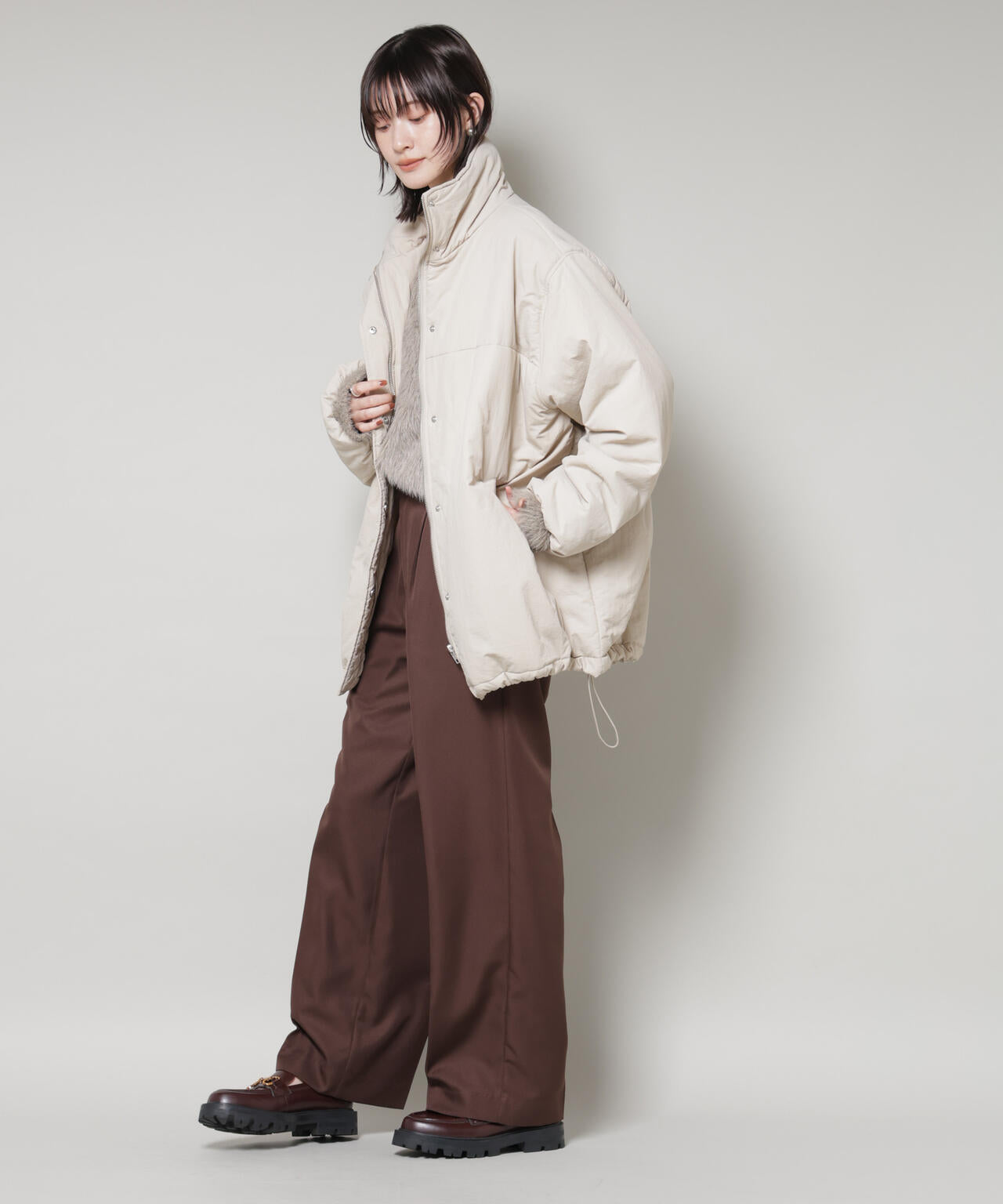 撥水加工 中綿 スタンド オーバージップ ブルゾン