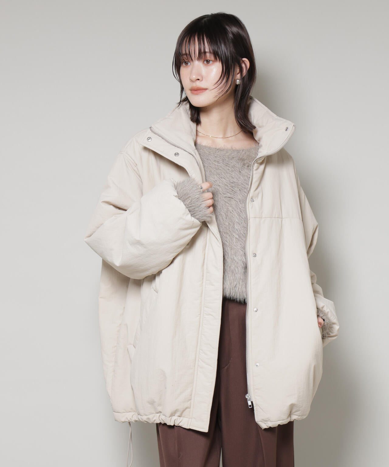 撥水加工 中綿スタンドオーバージップブルゾン 6735212300