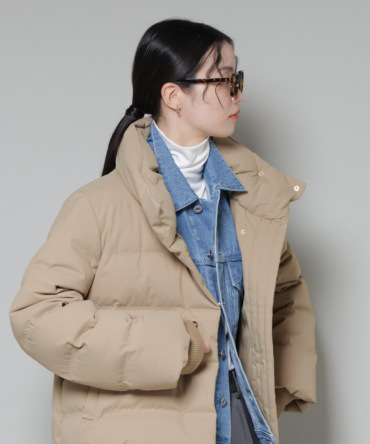 ボリュームネック ダウンショートコート