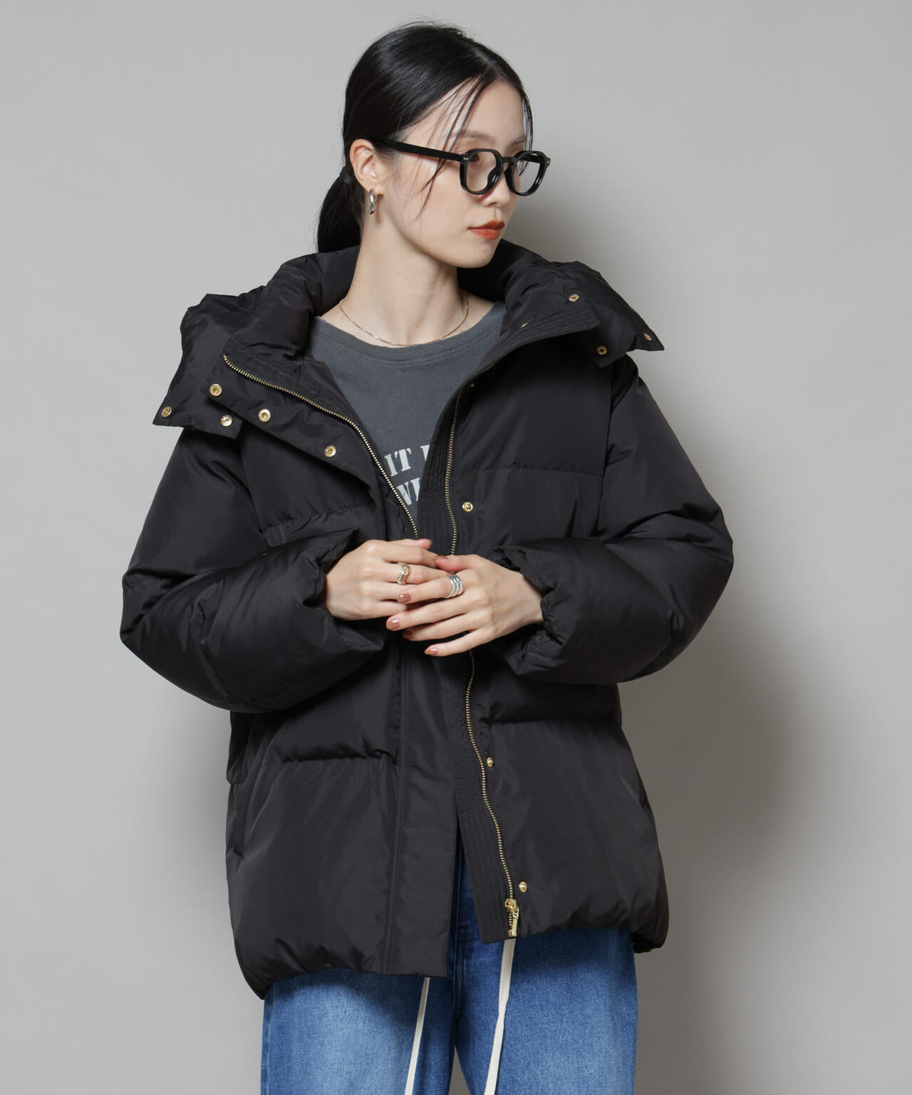 撥水加工 フード ショート ダウン コート