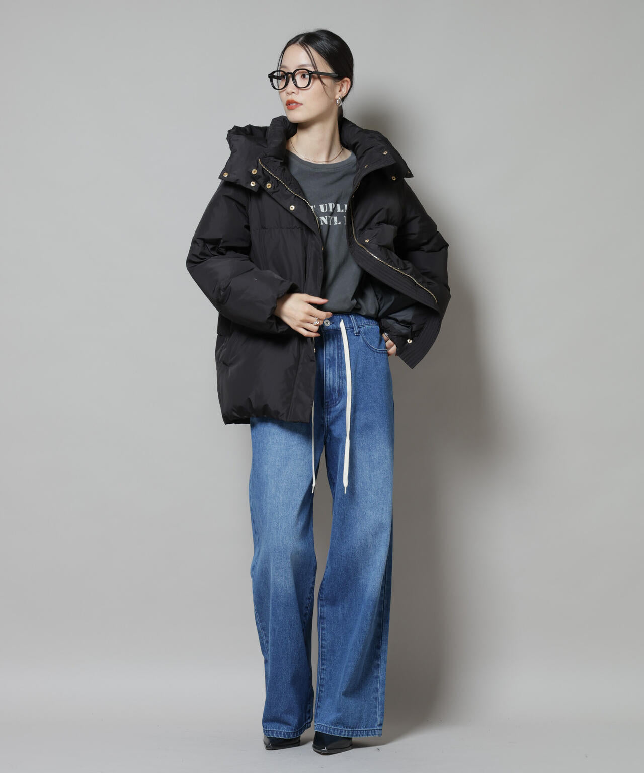 撥水加工 フード ショート ダウン コート